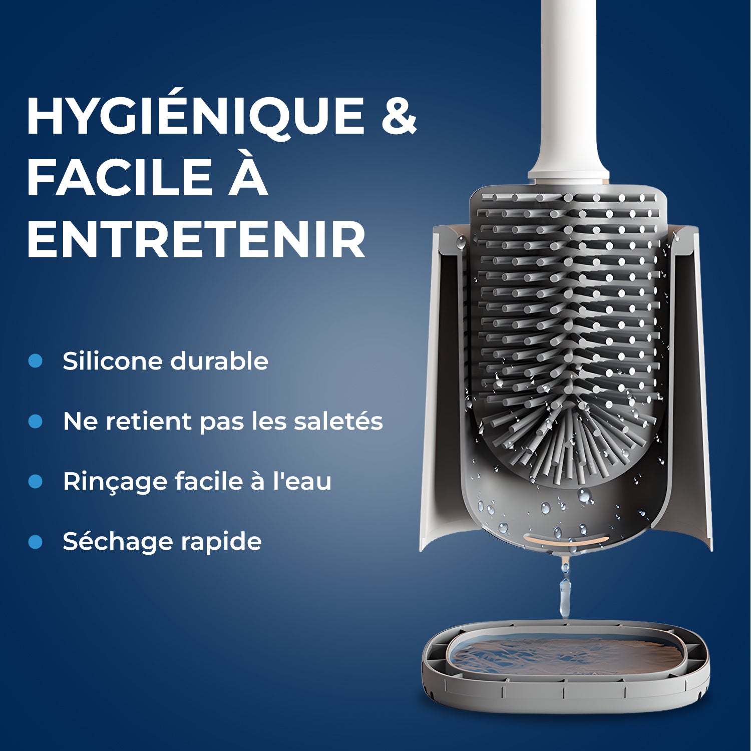 STARWAX - Brosse toilette silicone avec support mural X1 Blanche