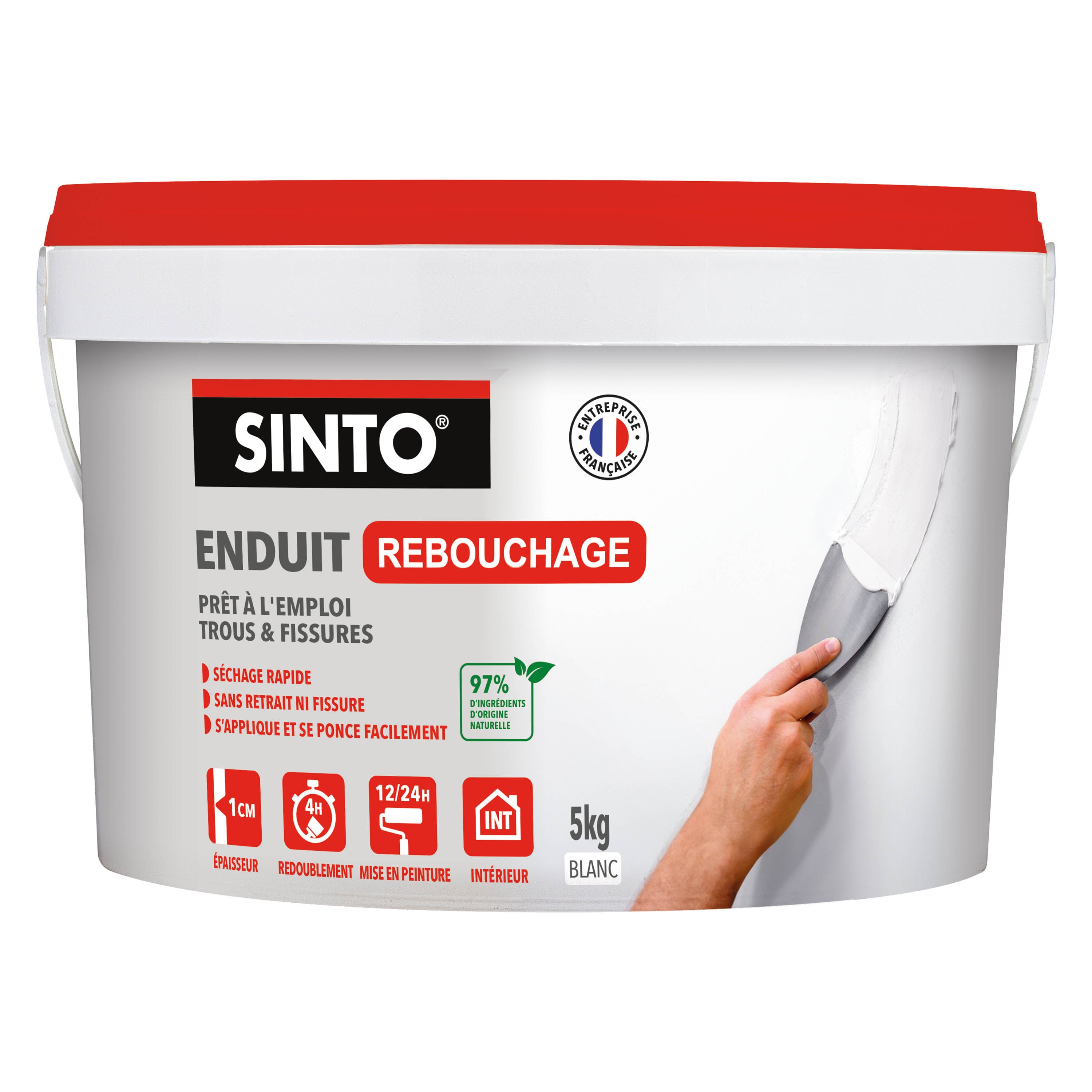 SINTO - Enduit rebouchage pâte 1kg Blanc