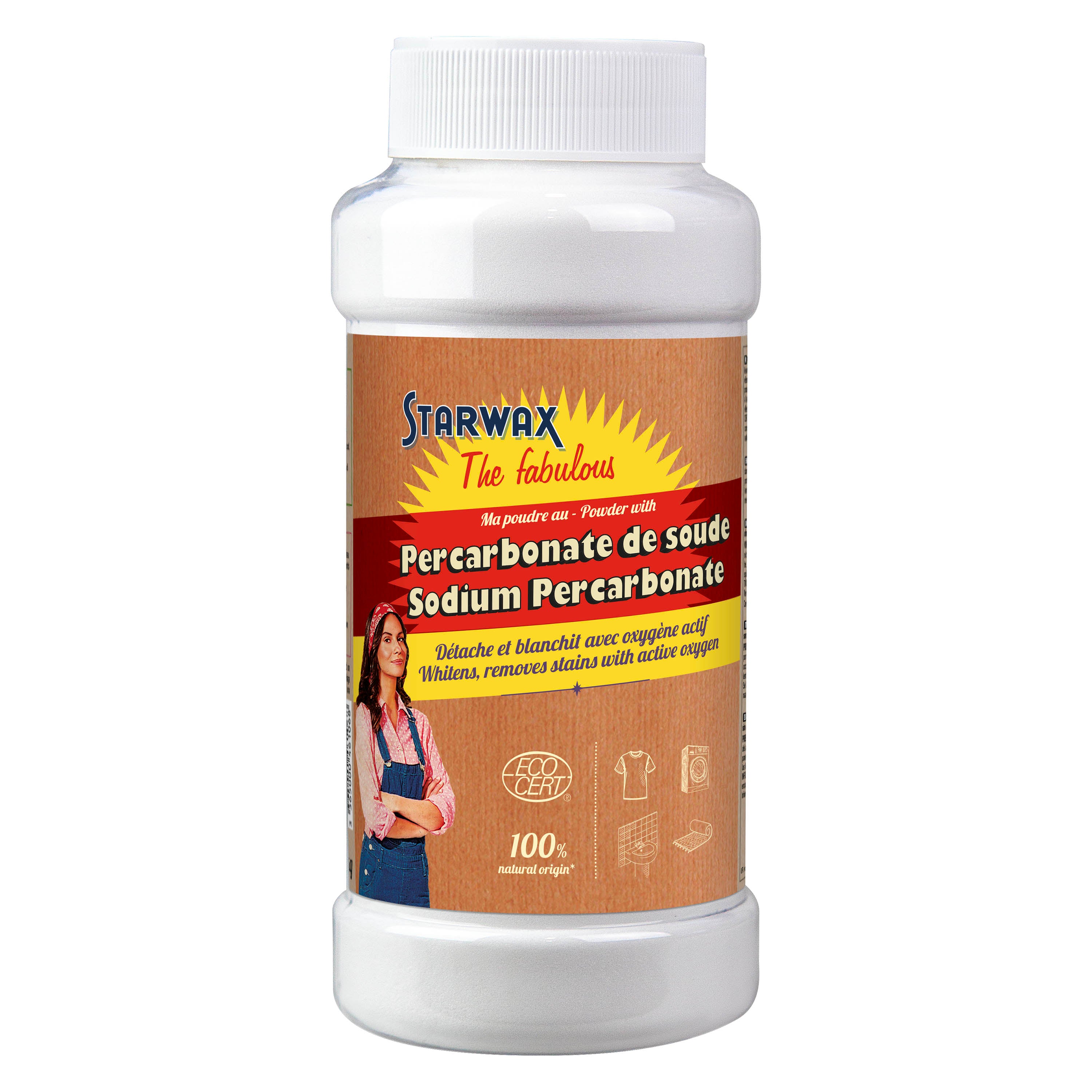 STARWAX FABULOUS - Ma poudre détachante & raviveur de blancheur au percarbonate de soude – Pot pratique 400g