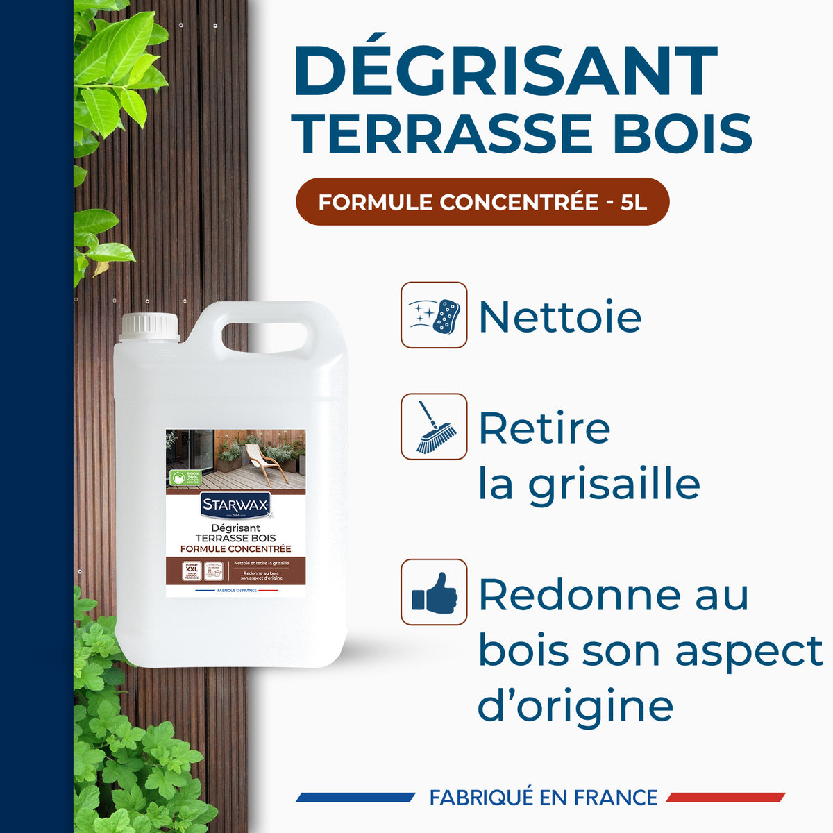 STARWAX - Dégrisant concentré pour terrasse en bois
 2L