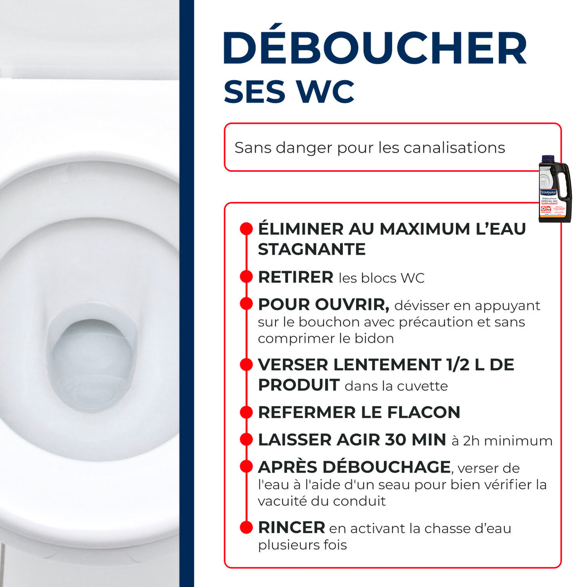 STARWAX - Déboucheur spécial WC 1L