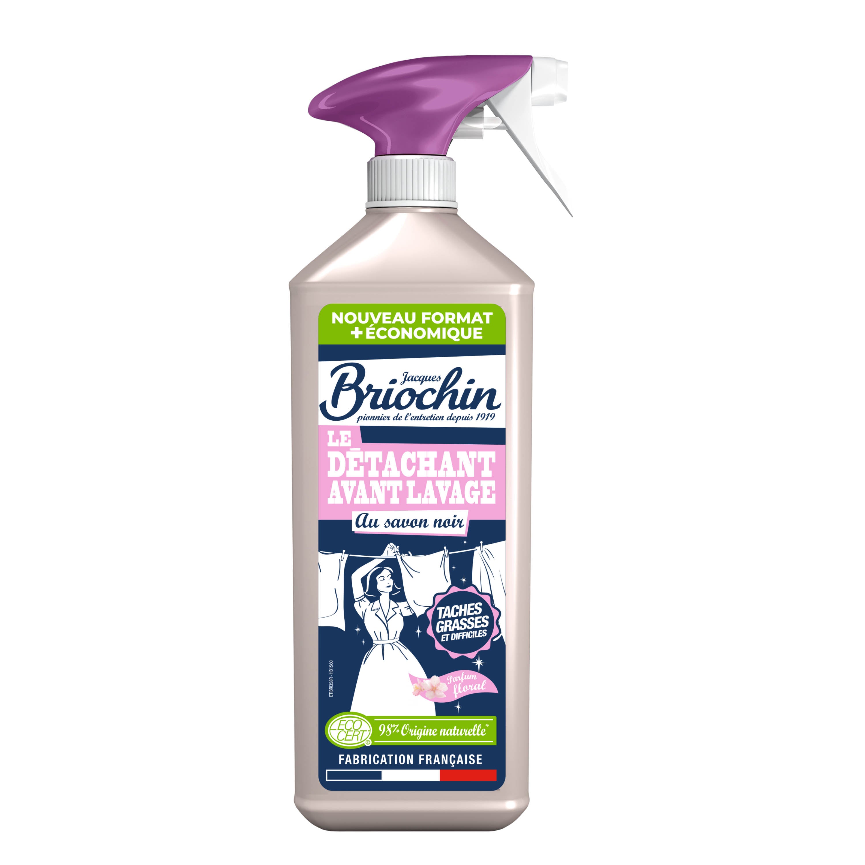 JACQUES BRIOCHIN - Le détachant avant lavage au Savon Noir 700ml Parfum floral