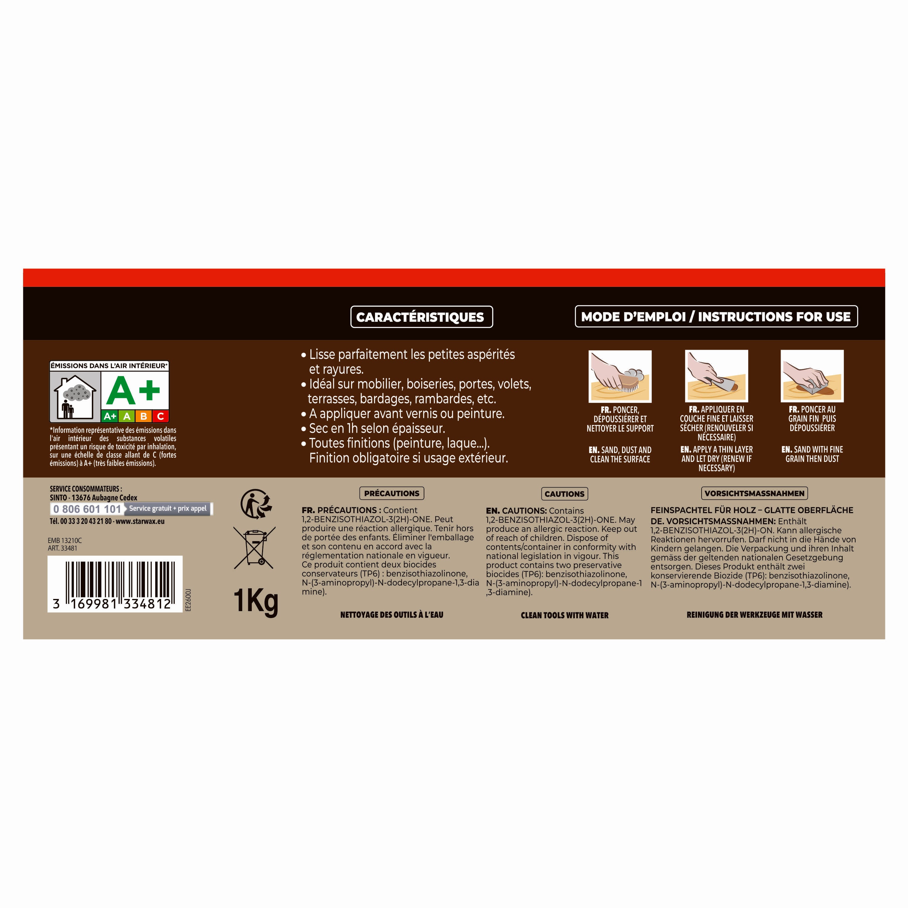 SINTO - Lisse parfaitement le bois 250g Bois clair
