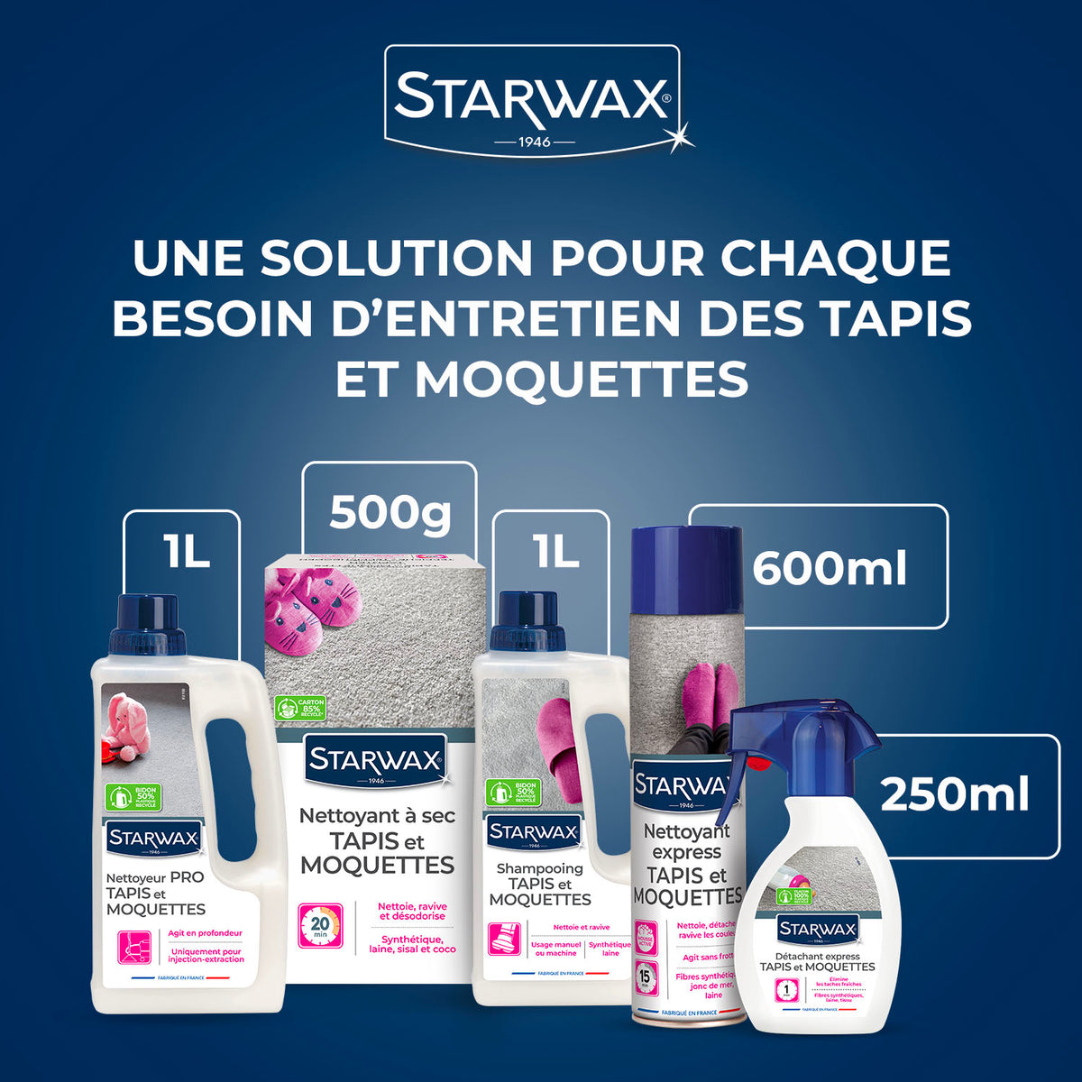 STARWAX - Shampooing raviveur pour tapis et moquettes
 1L