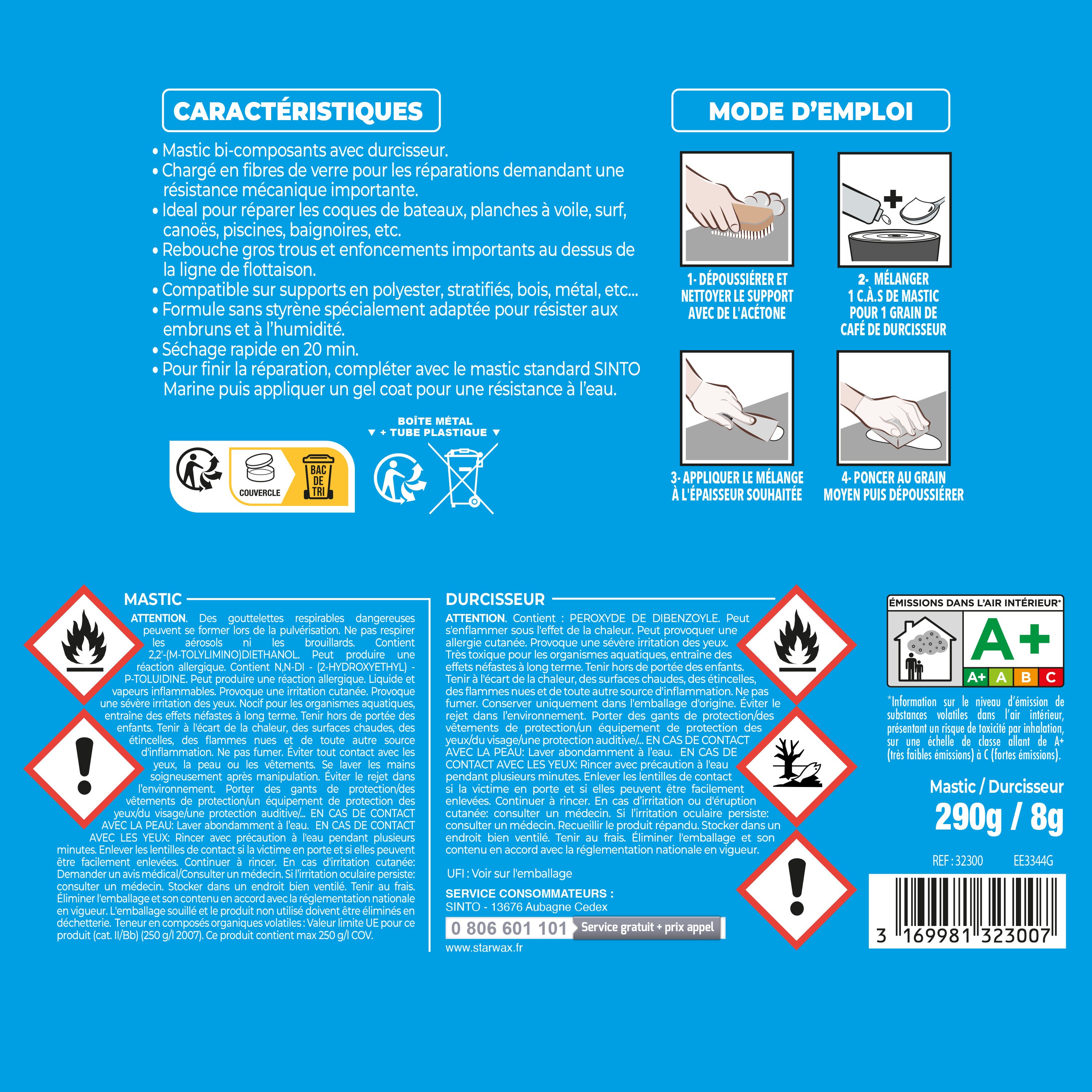 SINTO - Mastic armé 290g
