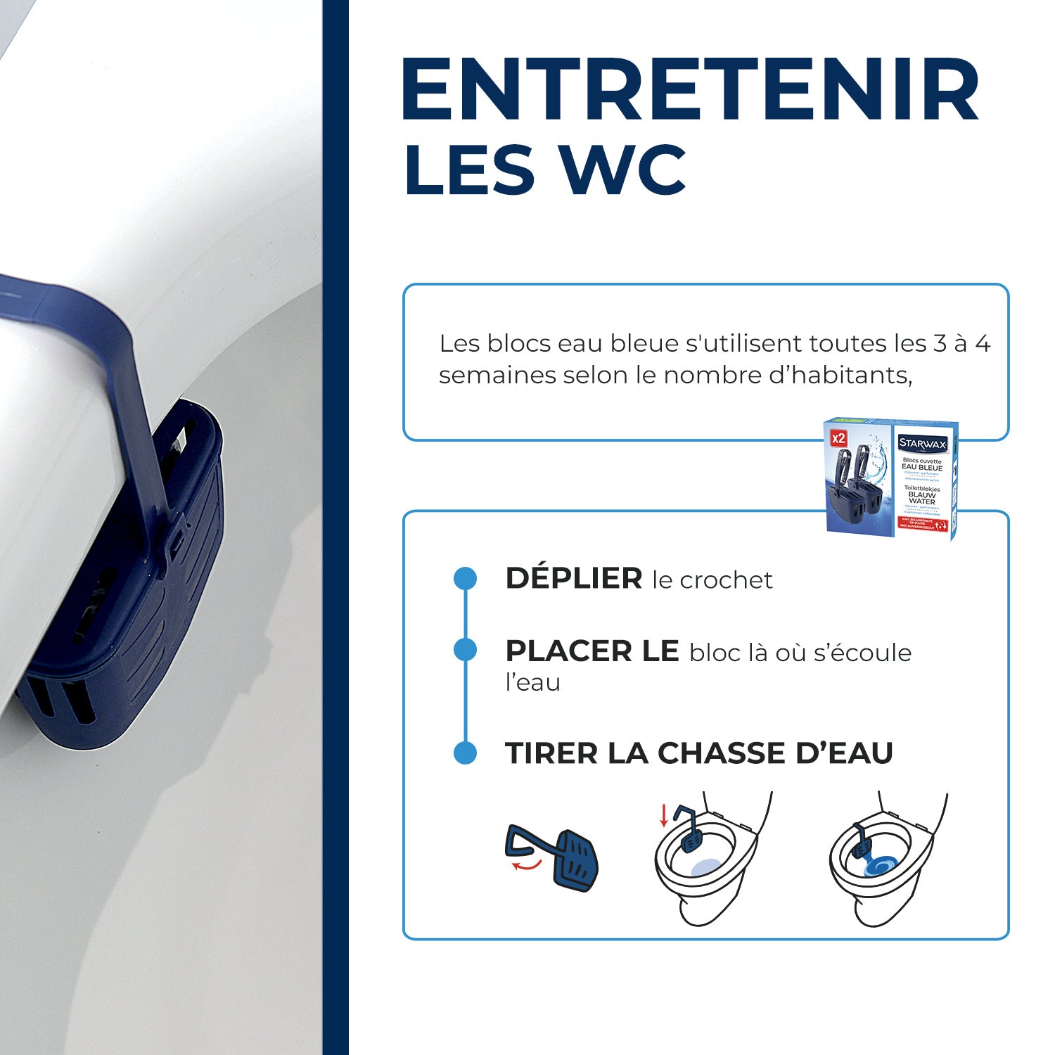 STARWAX - Blocs cuvette eau bleue pour WC
 2 x 40g