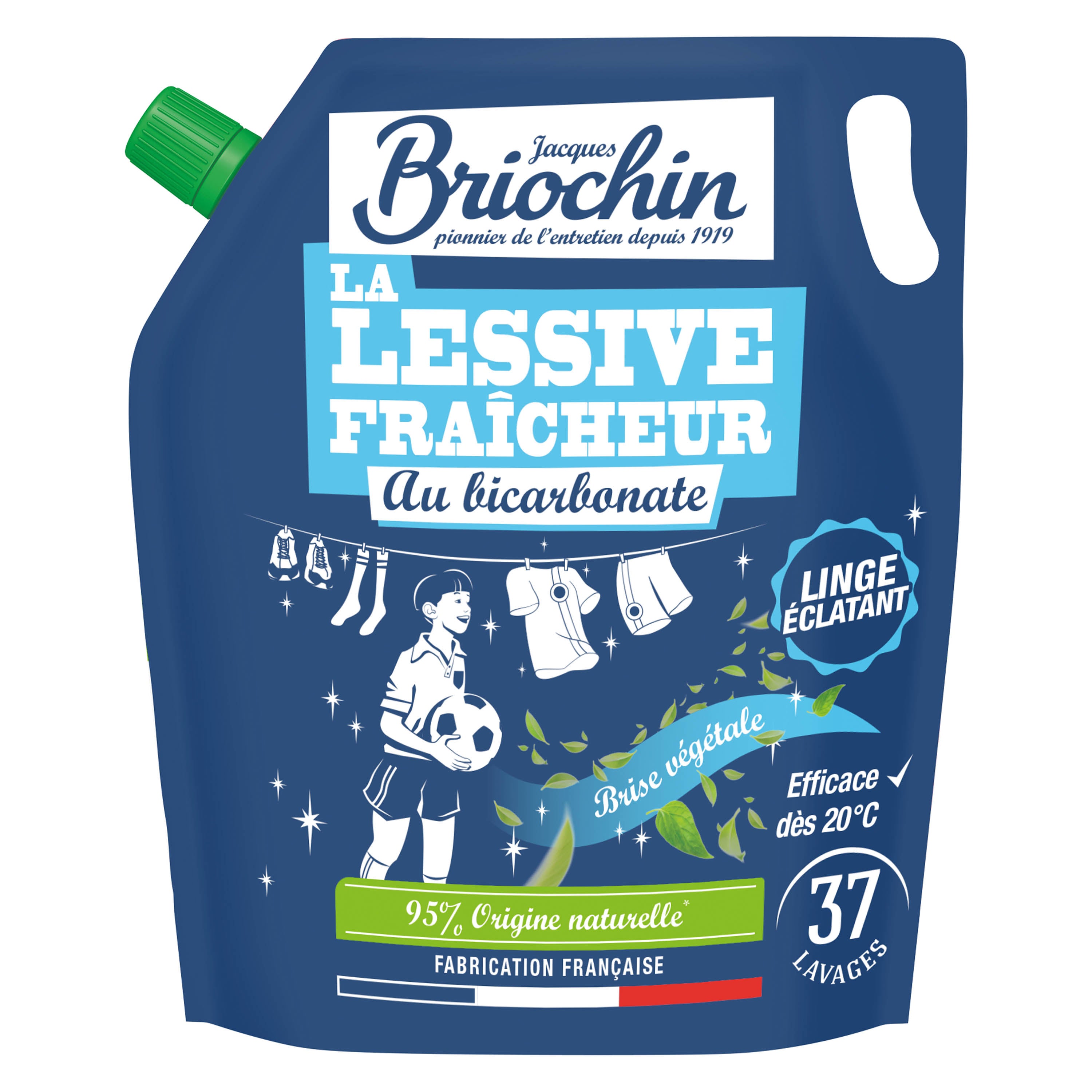 JACQUES BRIOCHIN - Recharge Ma Lessive au bicarbonate de soude - Fraîcheur 1,7L Brise Végétale