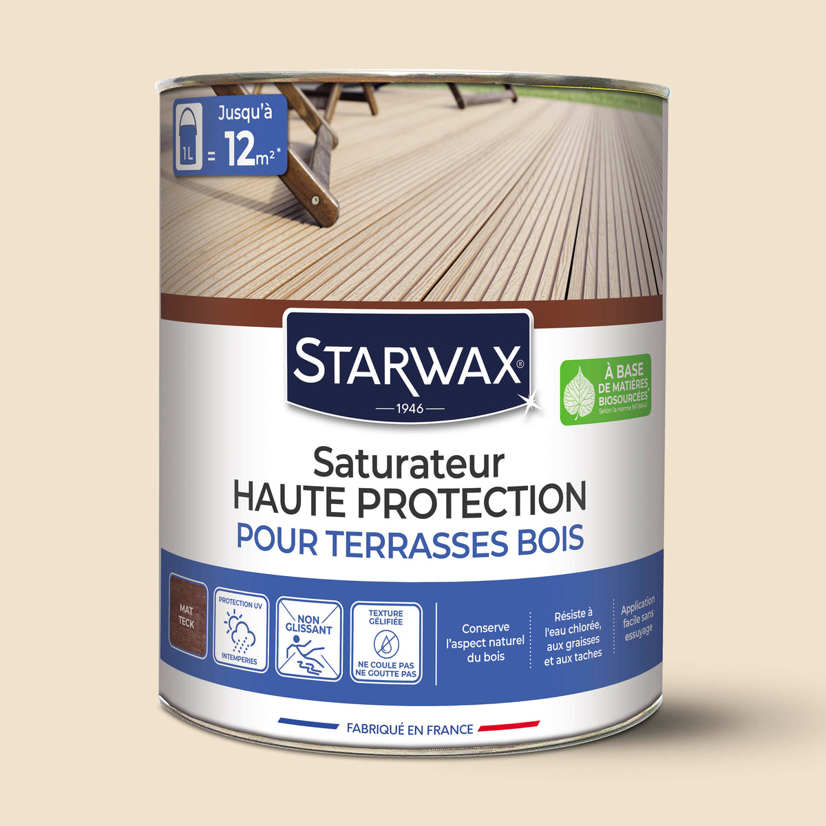 STARWAX - Saturateur Haute protection pour terrasses bois
 1L Teck