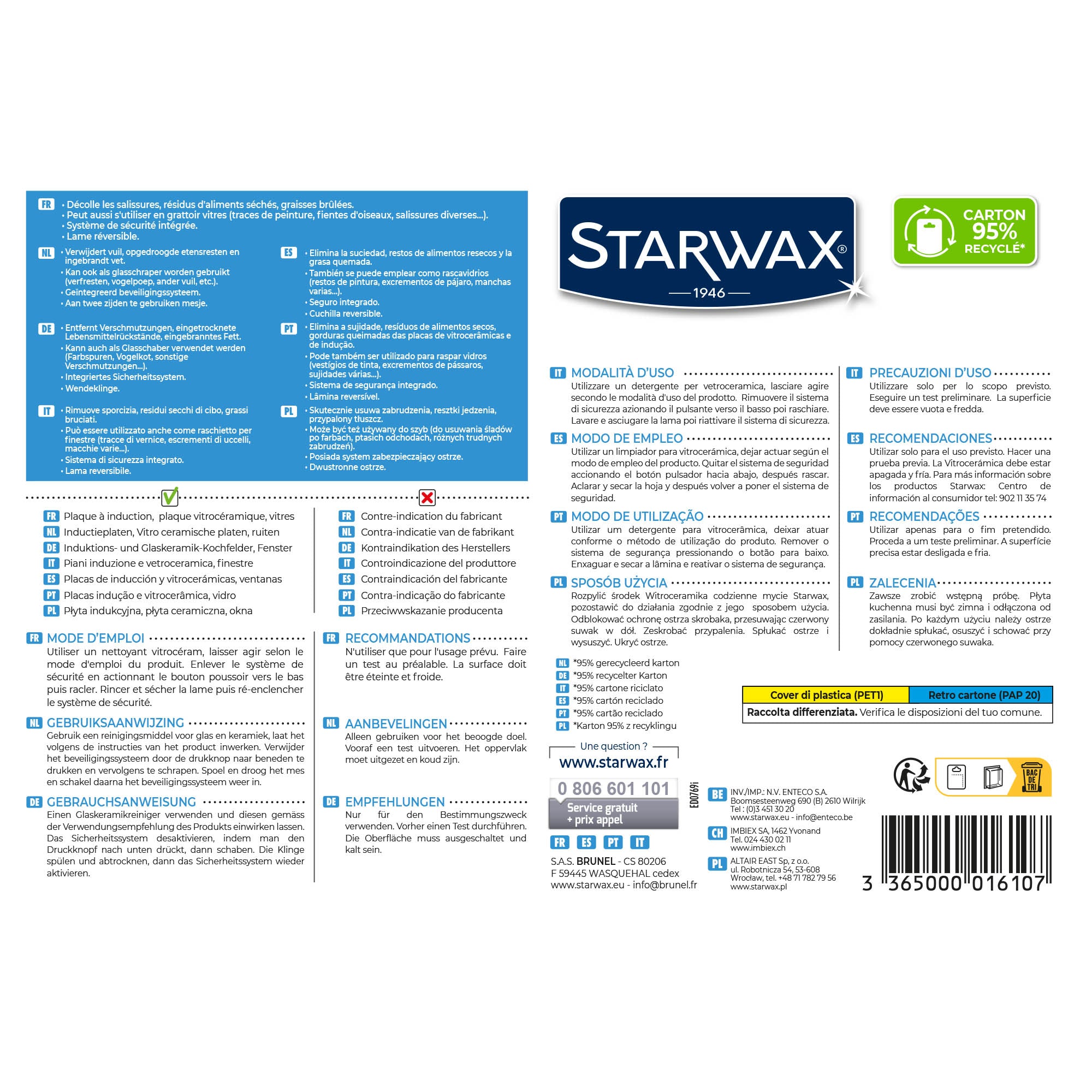 STARWAX - Racloir pour vitroceram & induction
 X1