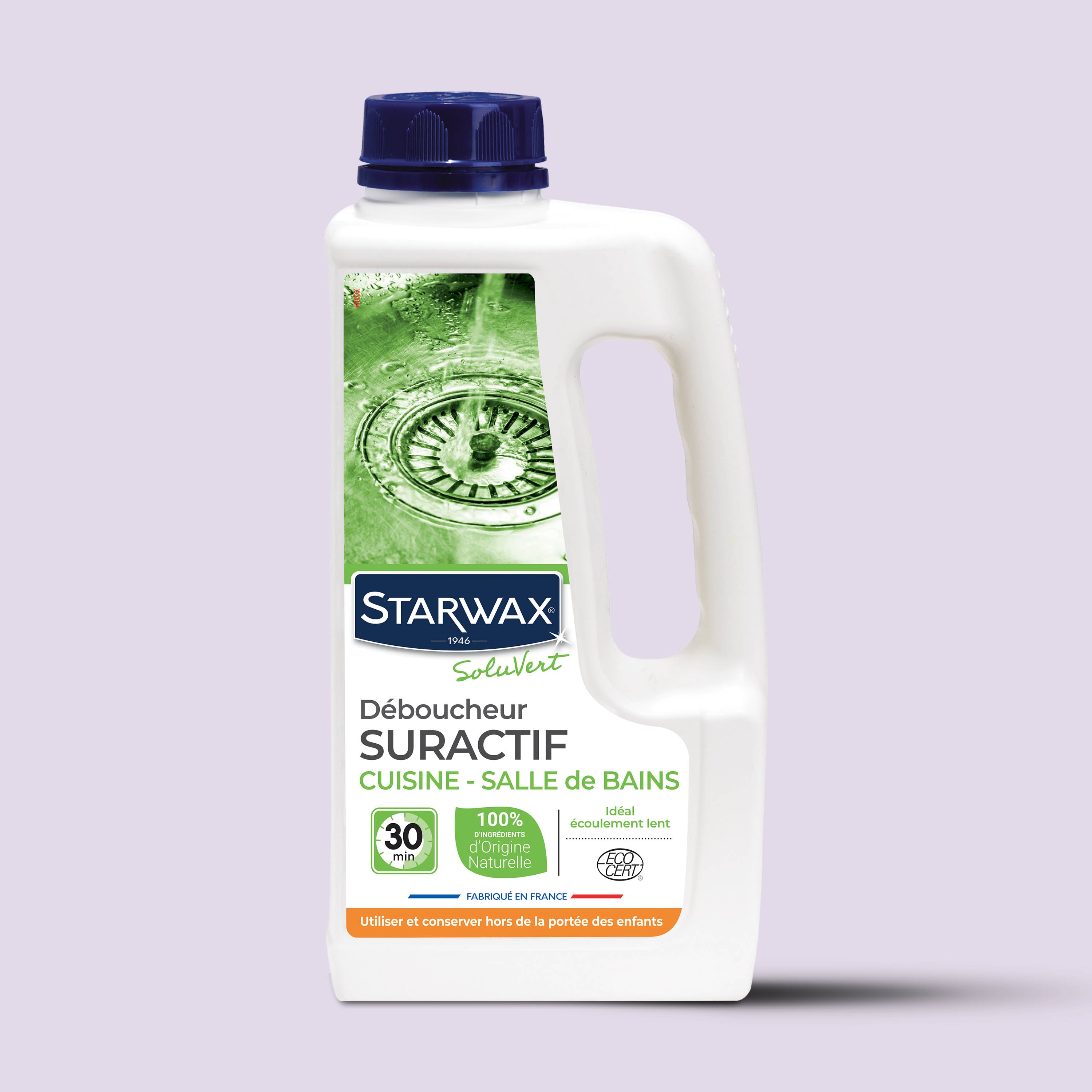 STARWAX SOLUVERT - Déboucheur suractif cuisine - salle de bains 900ml