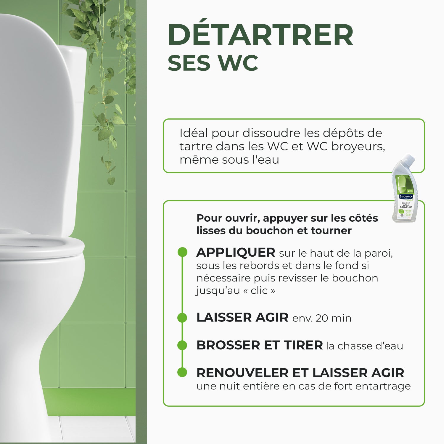 STARWAX SOLUVERT - Détartrant en gel pour WC et broyeurs Ecocert 750ml
