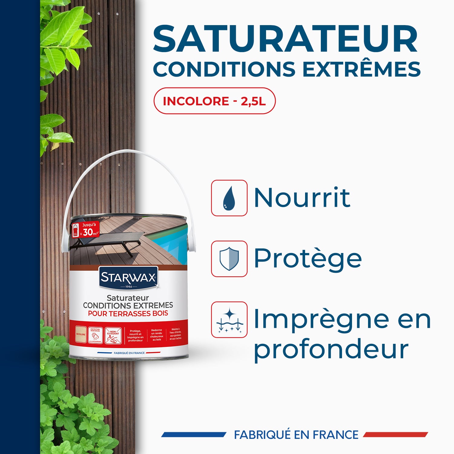 STARWAX - Saturateur bois extérieurs conditions extrêmes
 1L Incolore