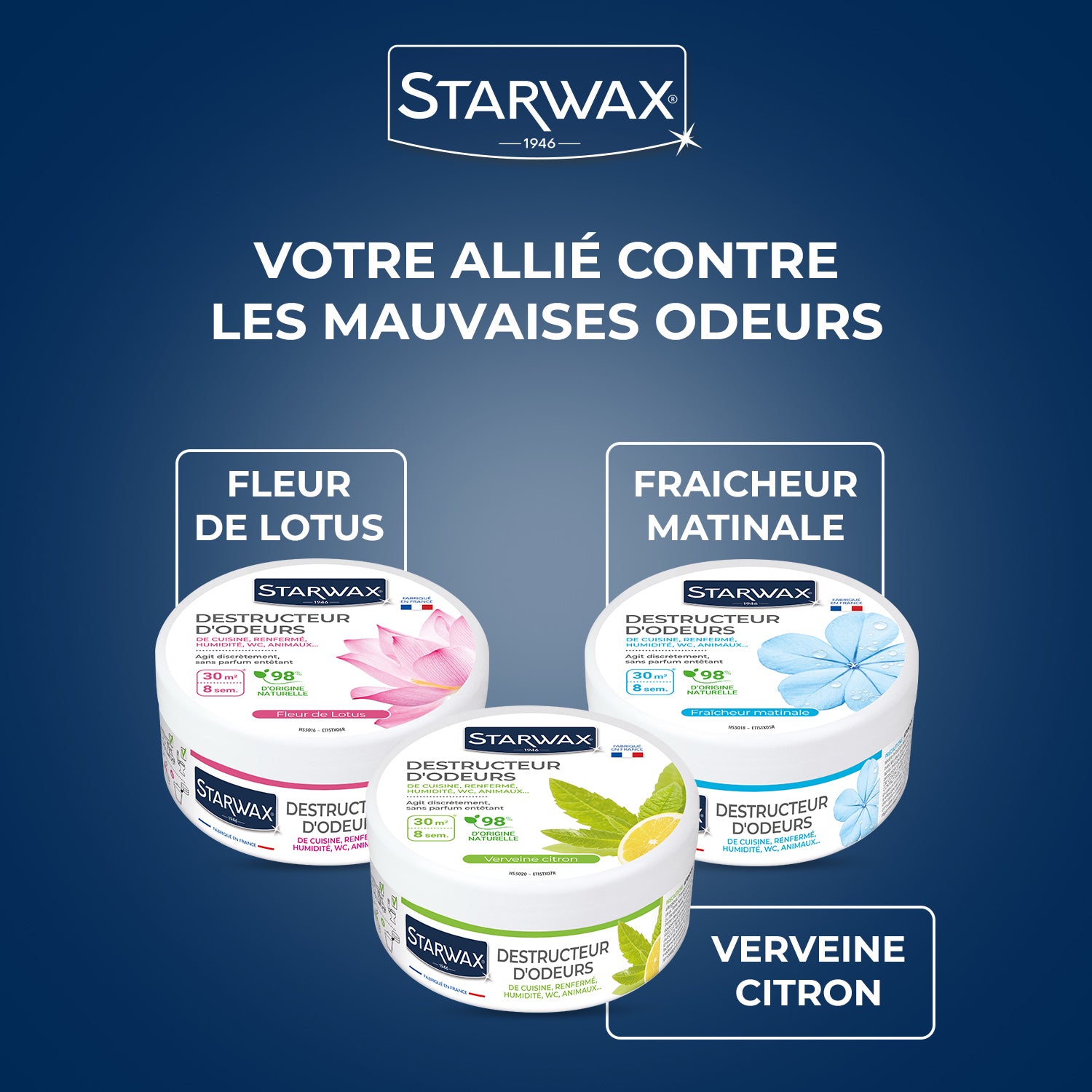 STARWAX - Destructeur d'odeurs Verveine Citron 300g Parfum Verveine citron