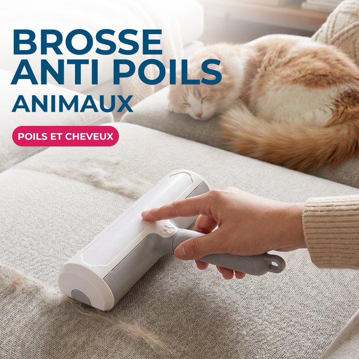 STARWAX - Brosse anti-poils animaux 1 Blanche et gris