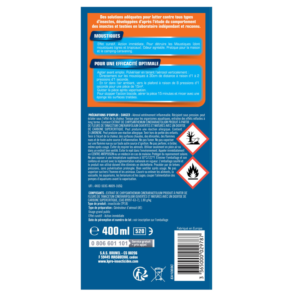 K.PRO - Aérosol anti-moustiques
 400ml