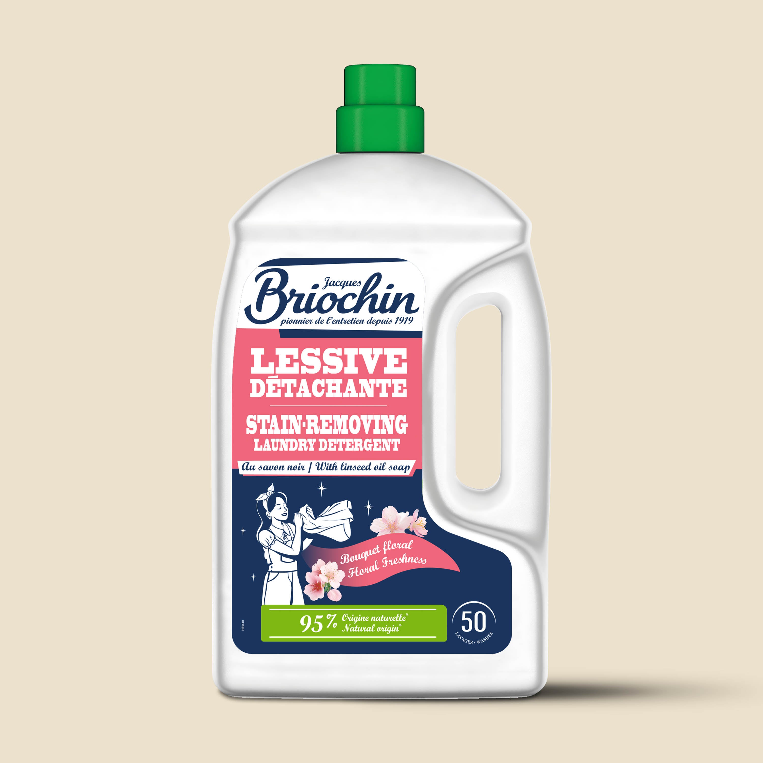 JACQUES BRIOCHIN - Ma Lessive au Savon Noir – Détachante – 50 Lavages 2,27l Bouquet Florale