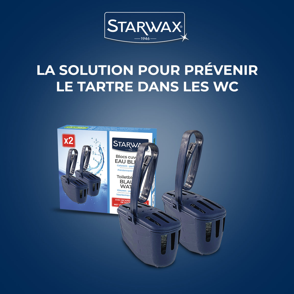 STARWAX - Blocs cuvette eau bleue pour WC
 2 x 40g