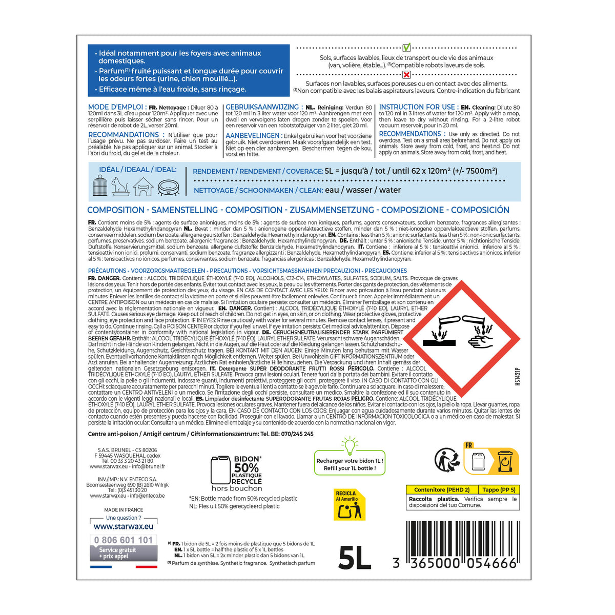 STARWAX - Nettoyant désodorisant surodorant 1L
