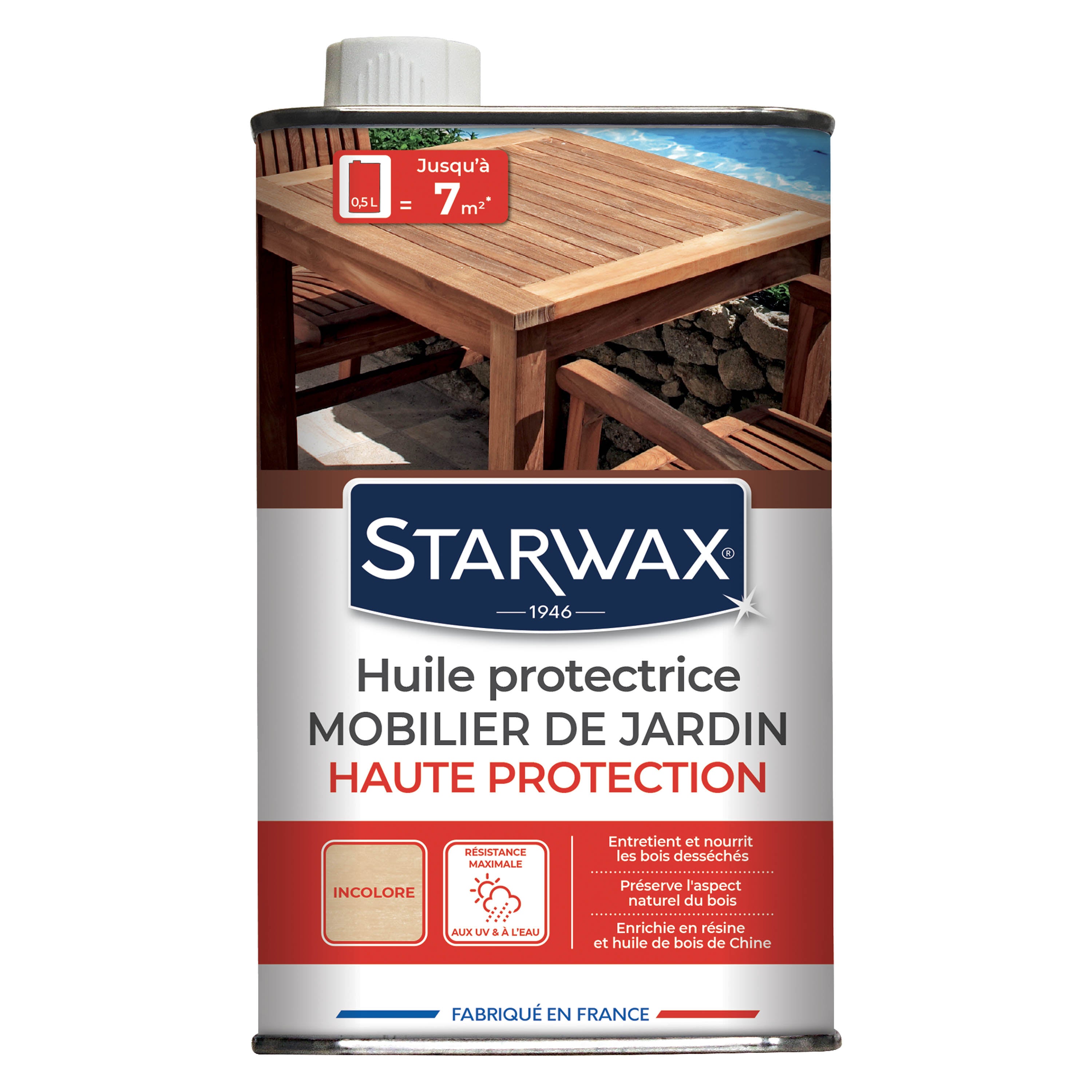 STARWAX - Huile protectrice formule enrichie pour mobilier de jardin en bois 500ml