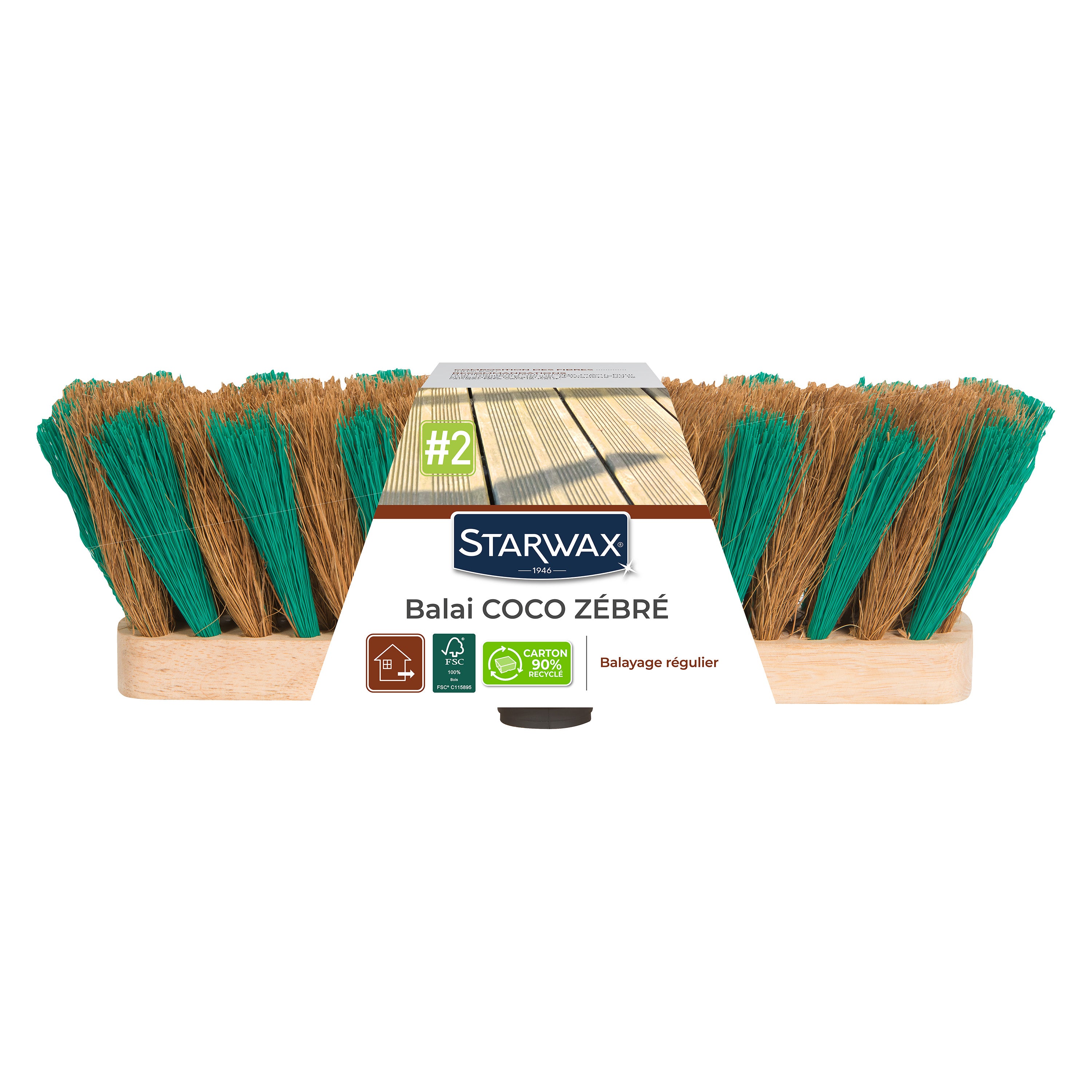 STARWAX - Balai coco zébré pour sols extérieurs FSC® X1
