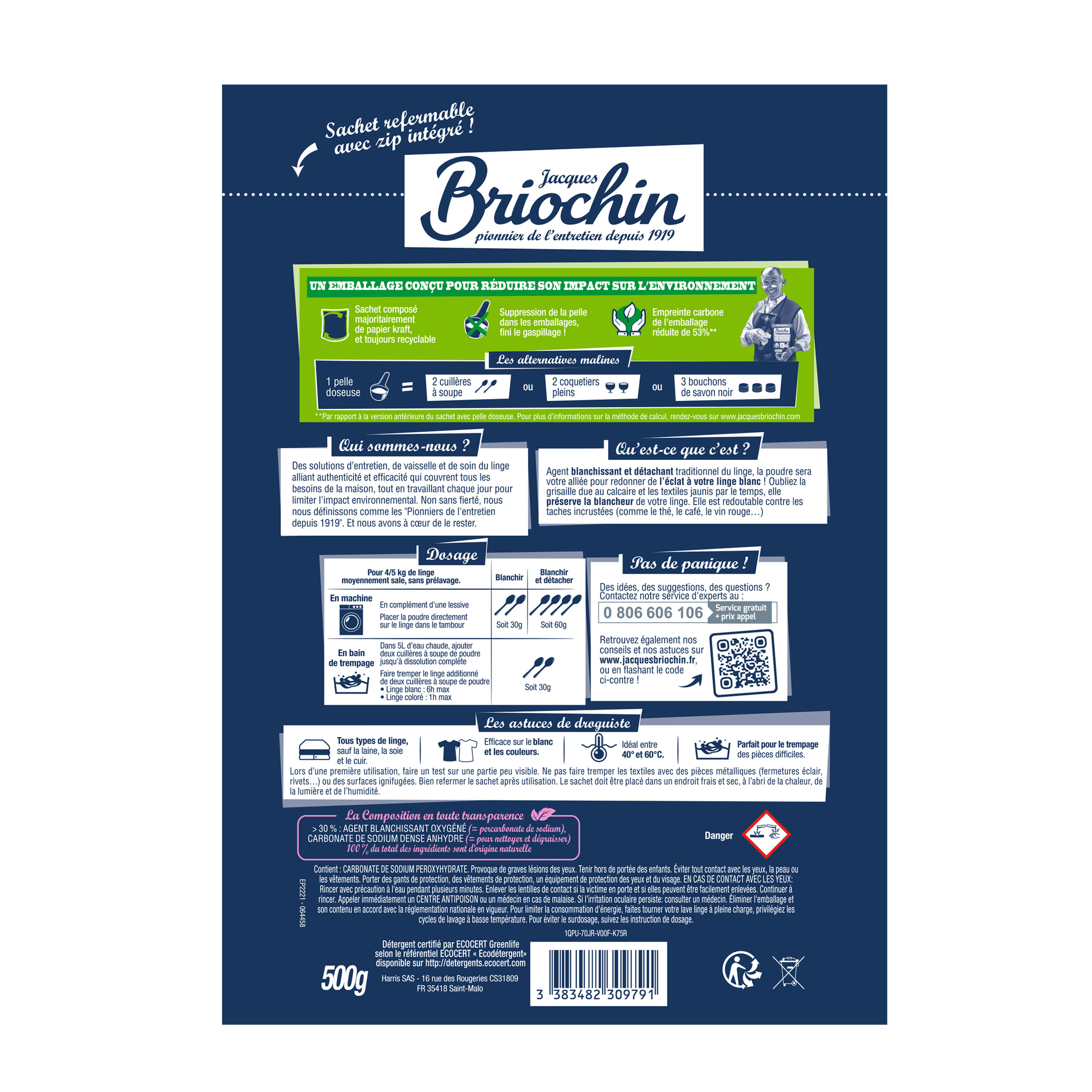 JACQUES BRIOCHIN - La poudre au percarbonate de soude 500g