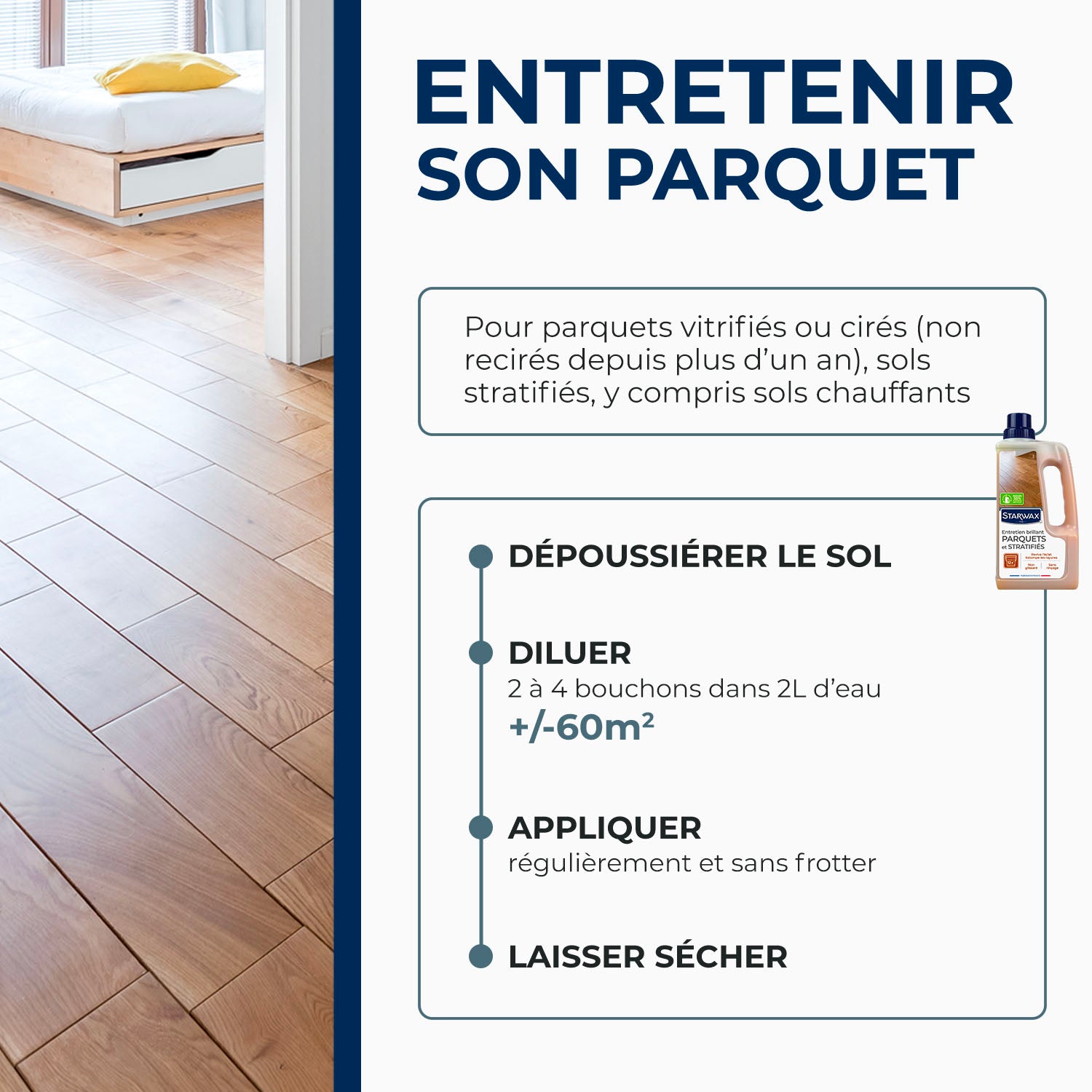 STARWAX - Entretien brillant pour parquets et sols stratifiés
 1L