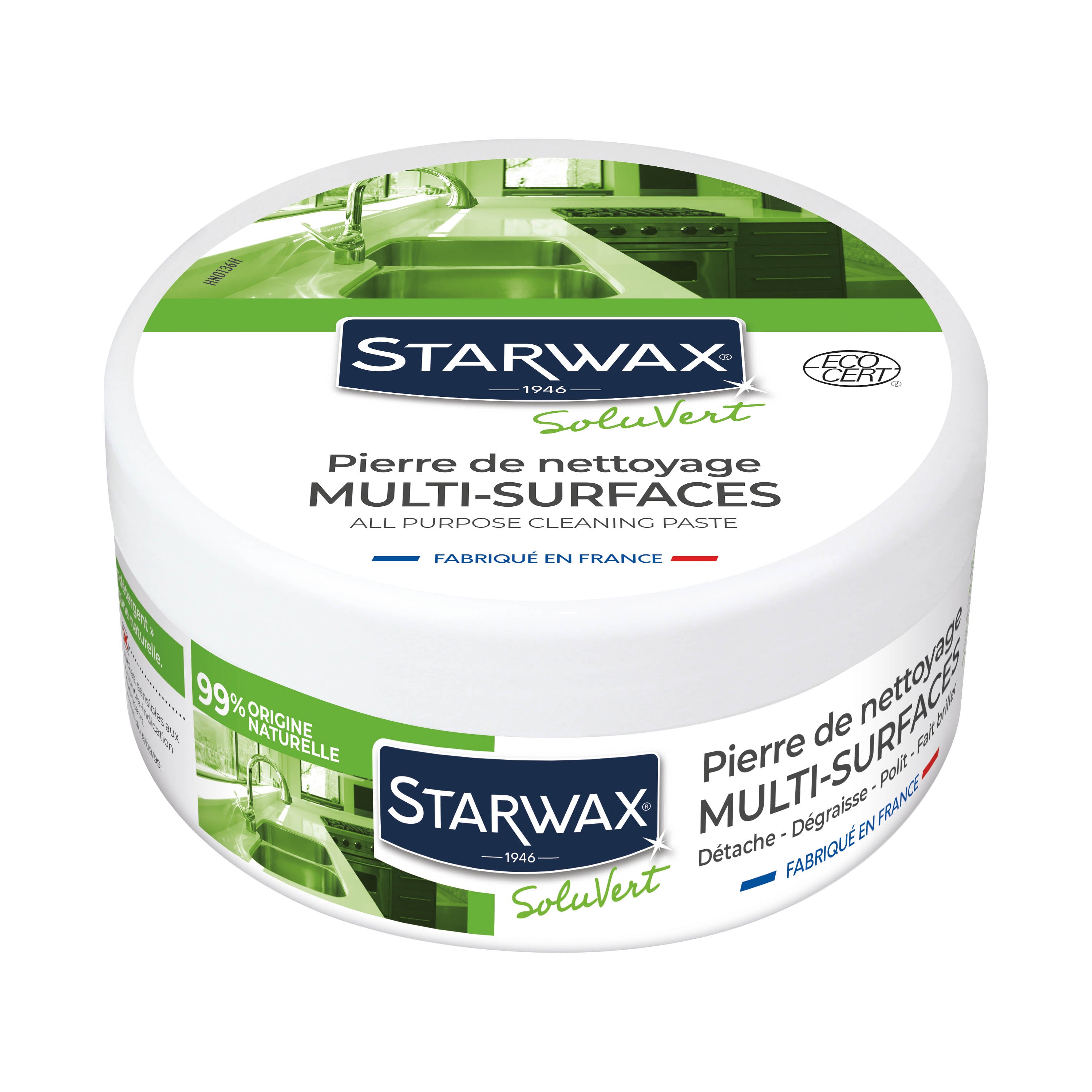 STARWAX SOLUVERT - Pierre blanche de nettoyage multi-surfaces 375g