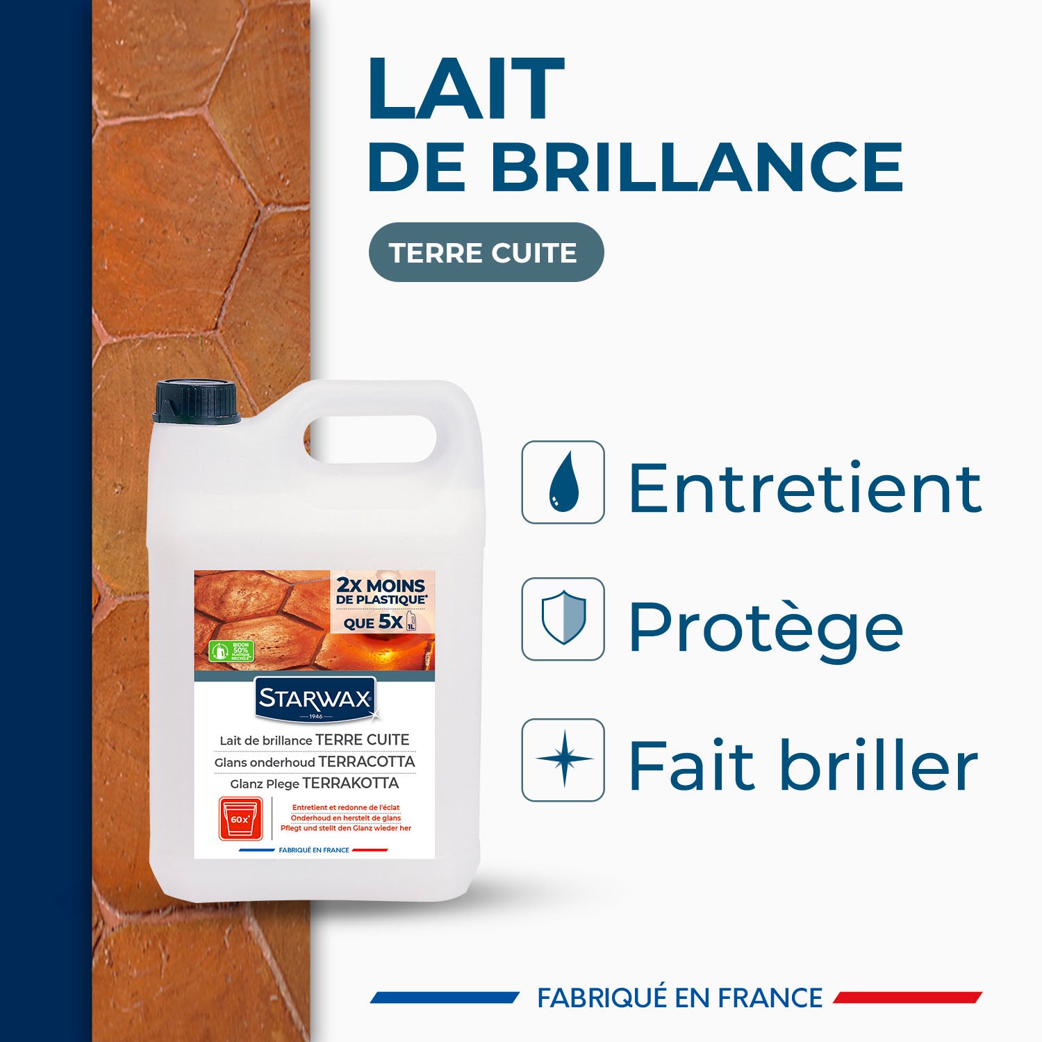 STARWAX - Lait de brillance pour tomettes et terres cuites
 1L