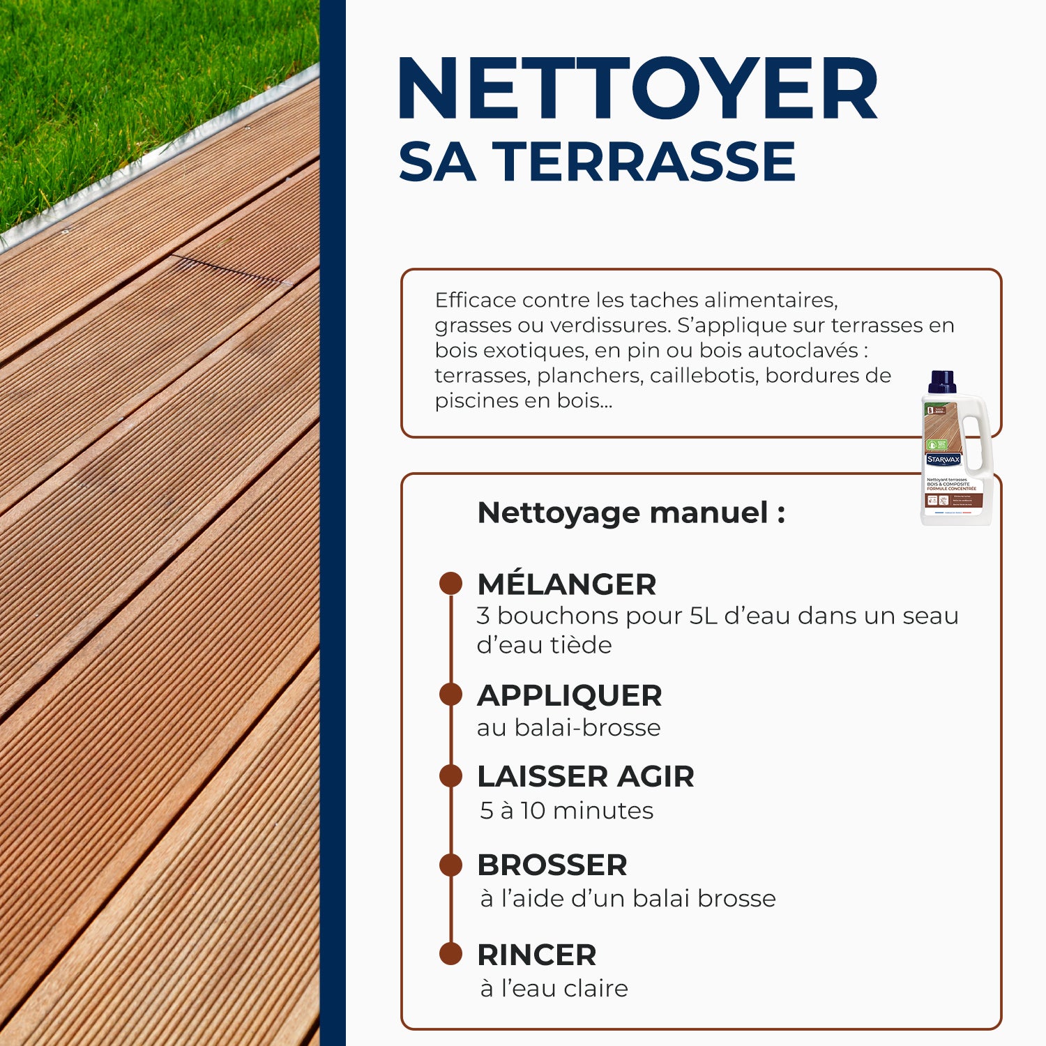 STARWAX - Nettoyant concentré pour terrasses en bois et composite
 1L