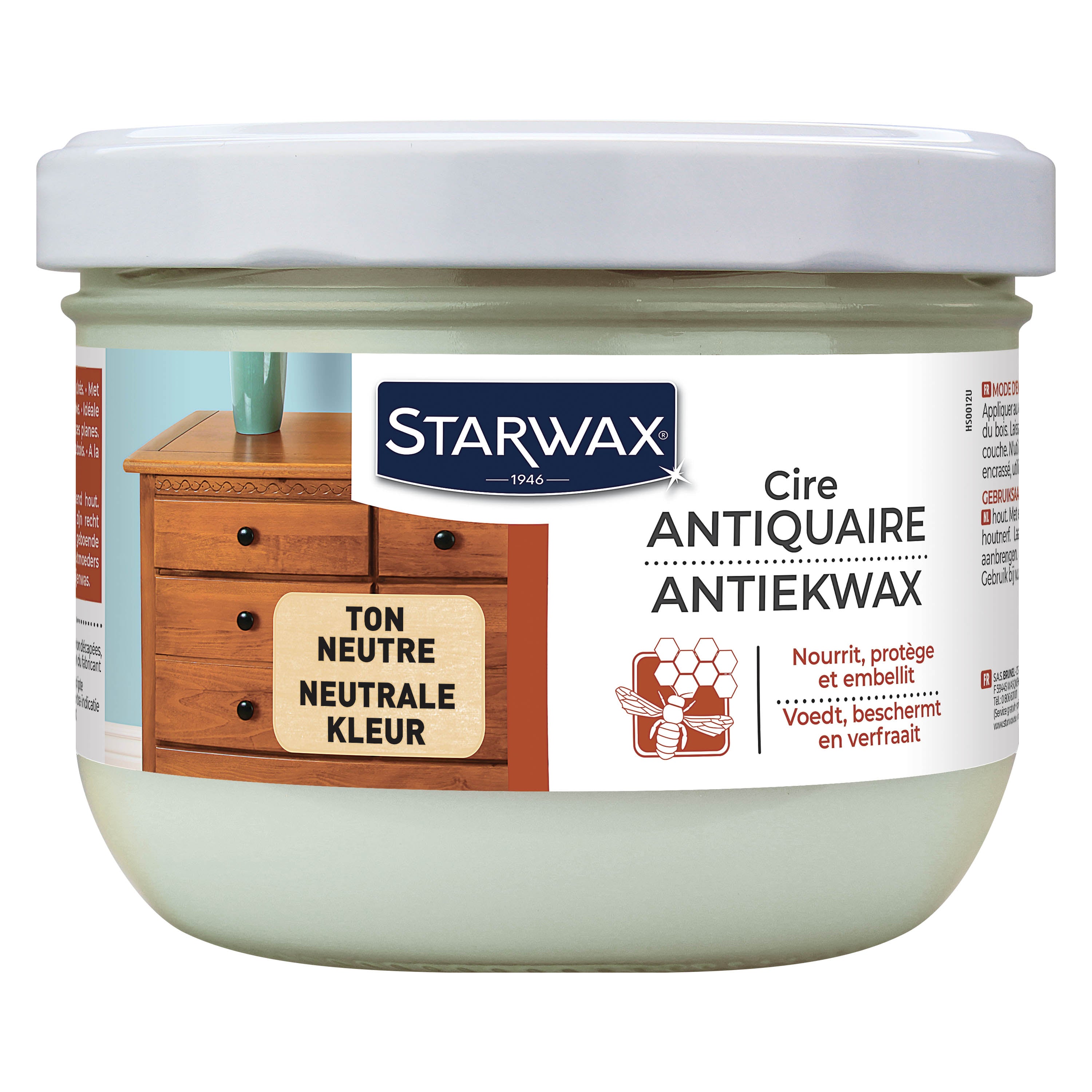 STARWAX - Cire antiquaire pâte pour bois cirés 375ml Incolore