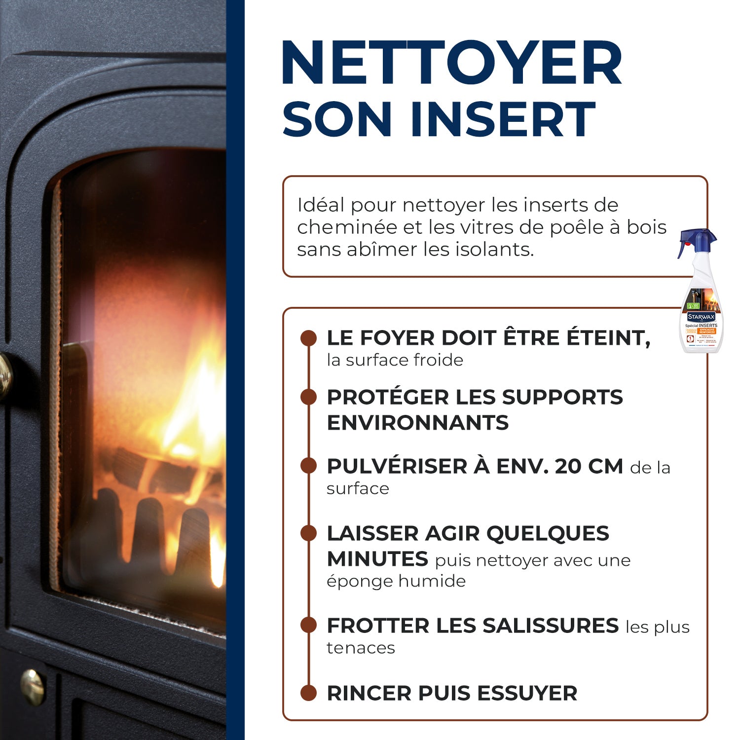 STARWAX - Nettoyant express inserts pour poêle & cheminée
 500ml