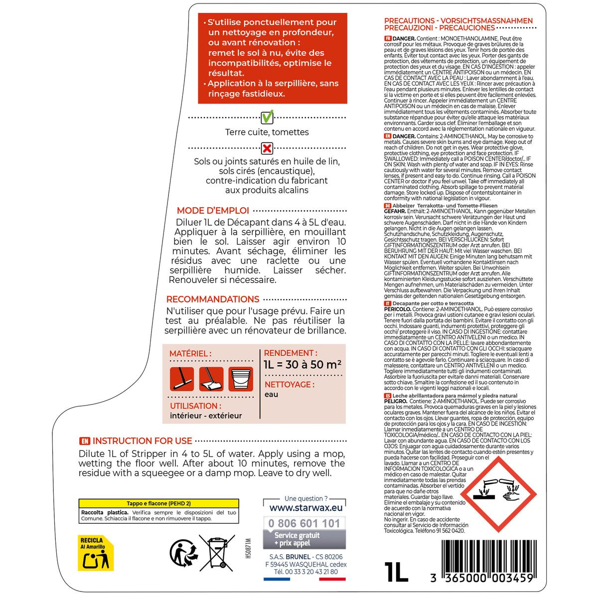 STARWAX - Décapant pour tomettes et terres cuites
 1L