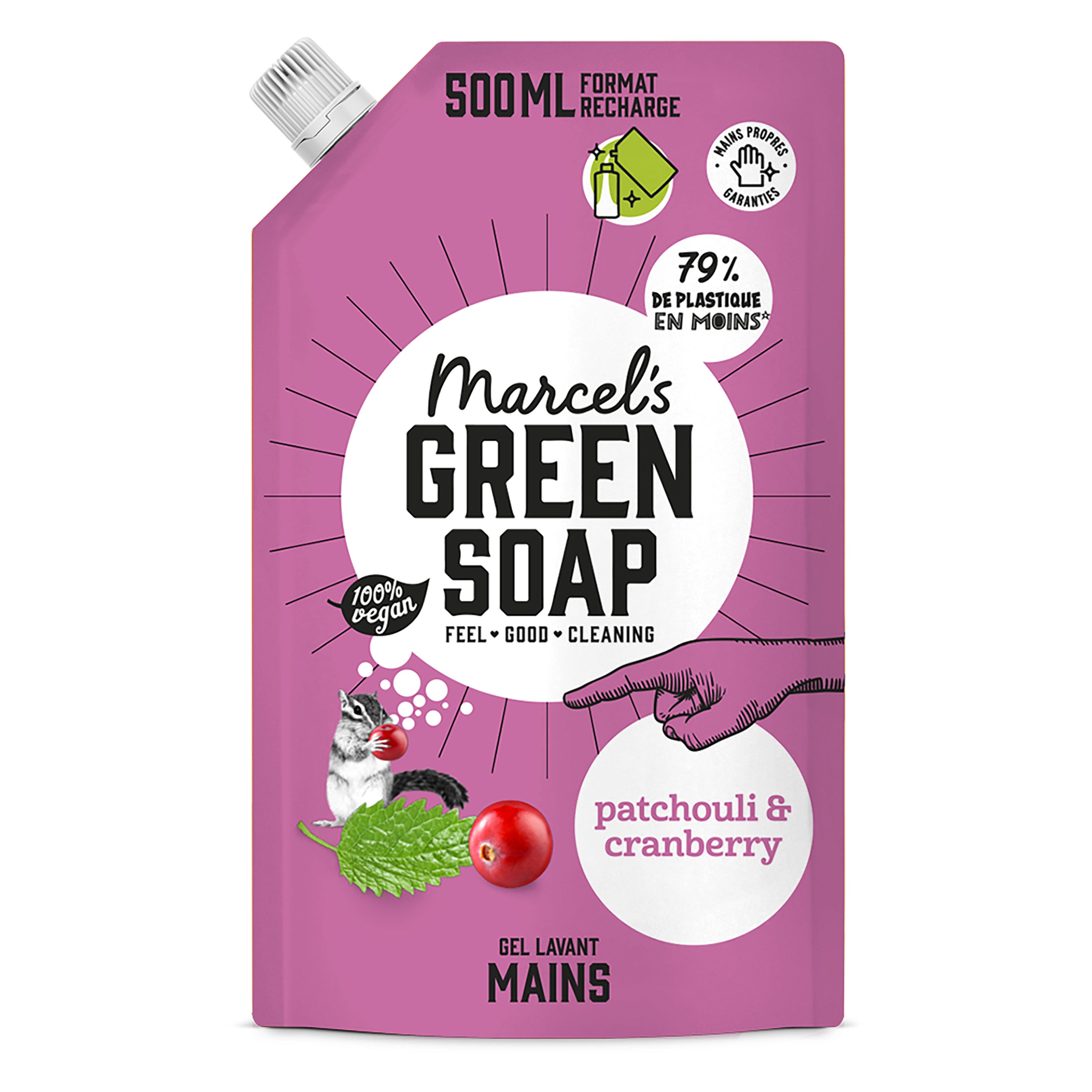 MARCEL'S GREEN SOAP - Recharge Gel Lavant Mains Patchouli & Cranberry 500ml Patchouli & Cranberry
