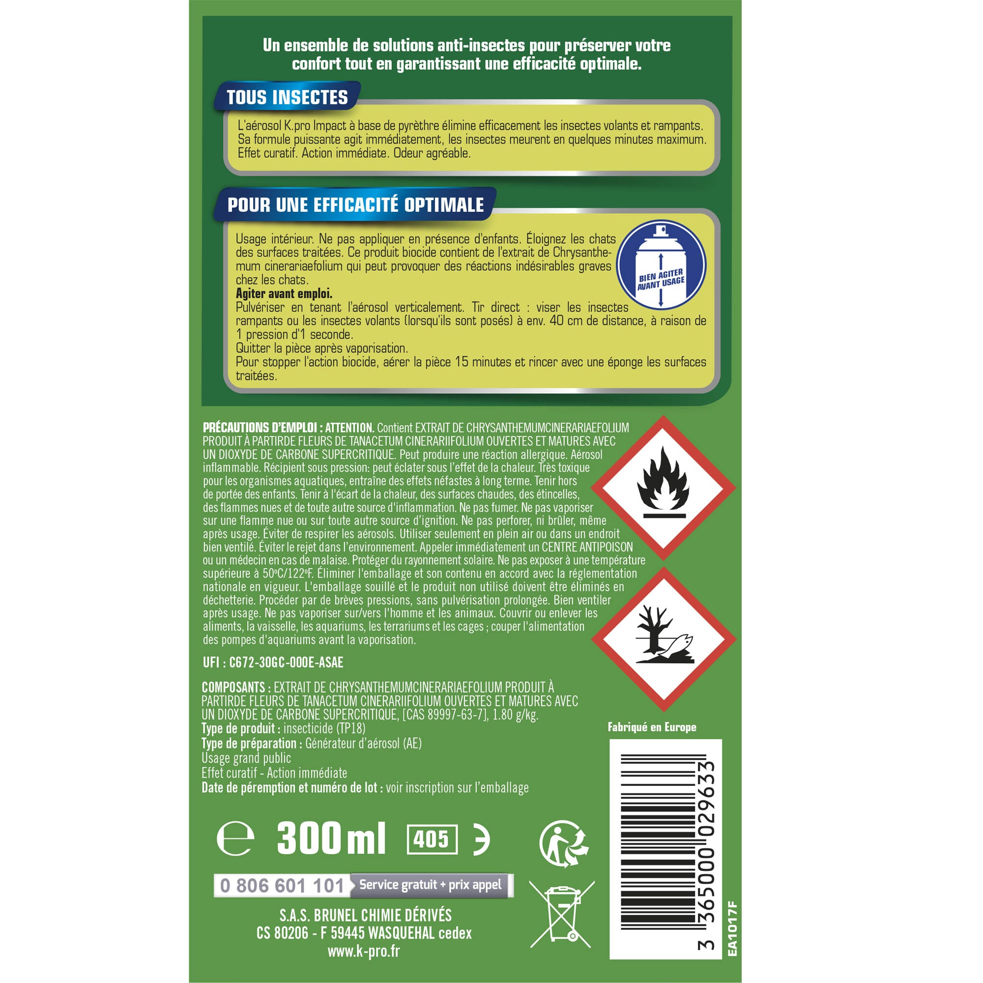 K.PRO - Aérosol tous insectes K.PRO 300ml
