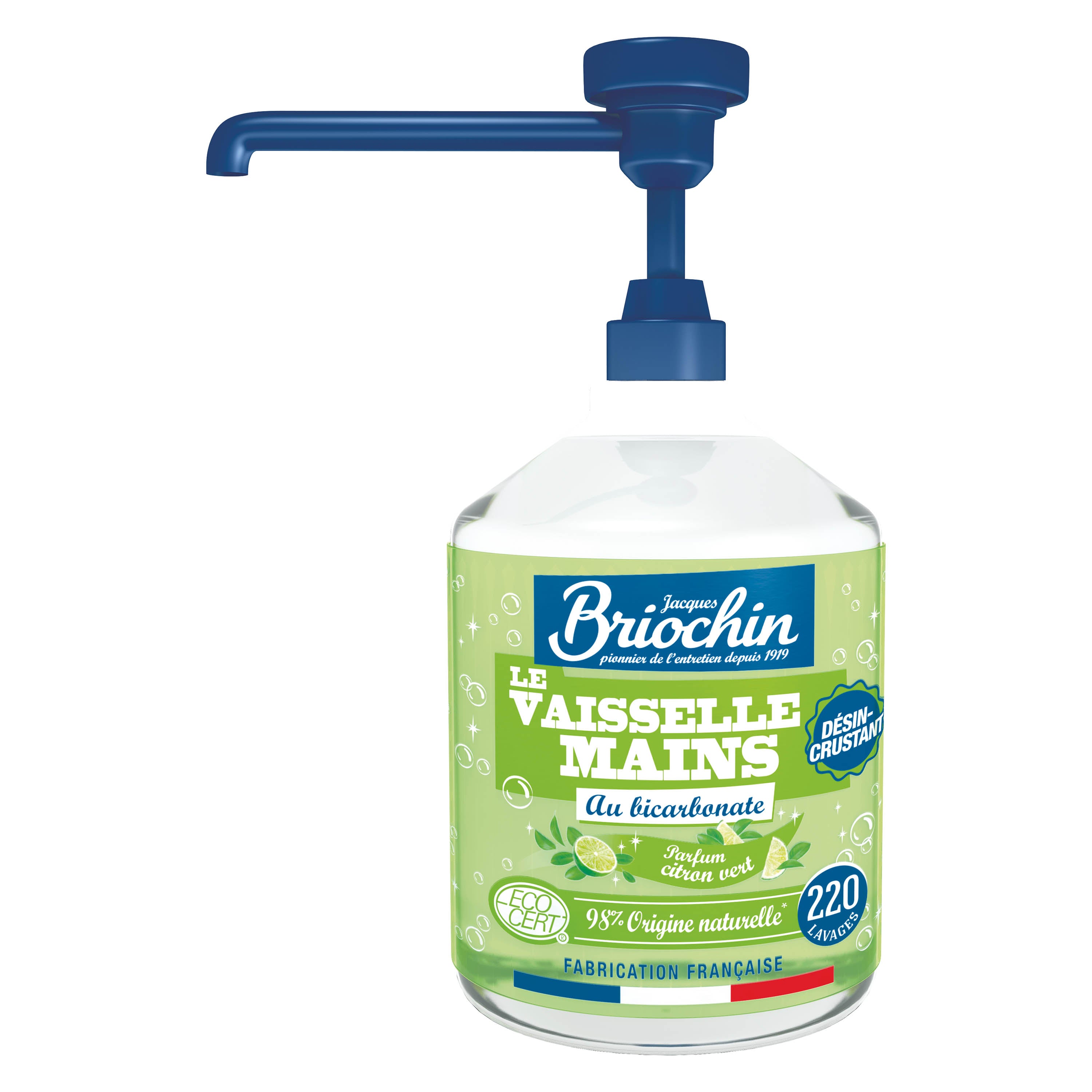 JACQUES BRIOCHIN - Liquide Vaisselle Mains Bicarbonate de soude & Citron vert 500ml Citron Vert