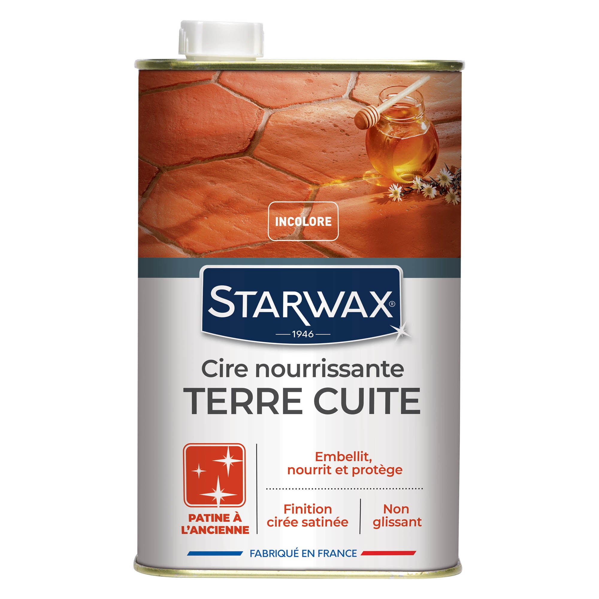 STARWAX - Cire nourrissante (patine à l'ancienne) pour tomettes et terres cuites
 1L Incolore