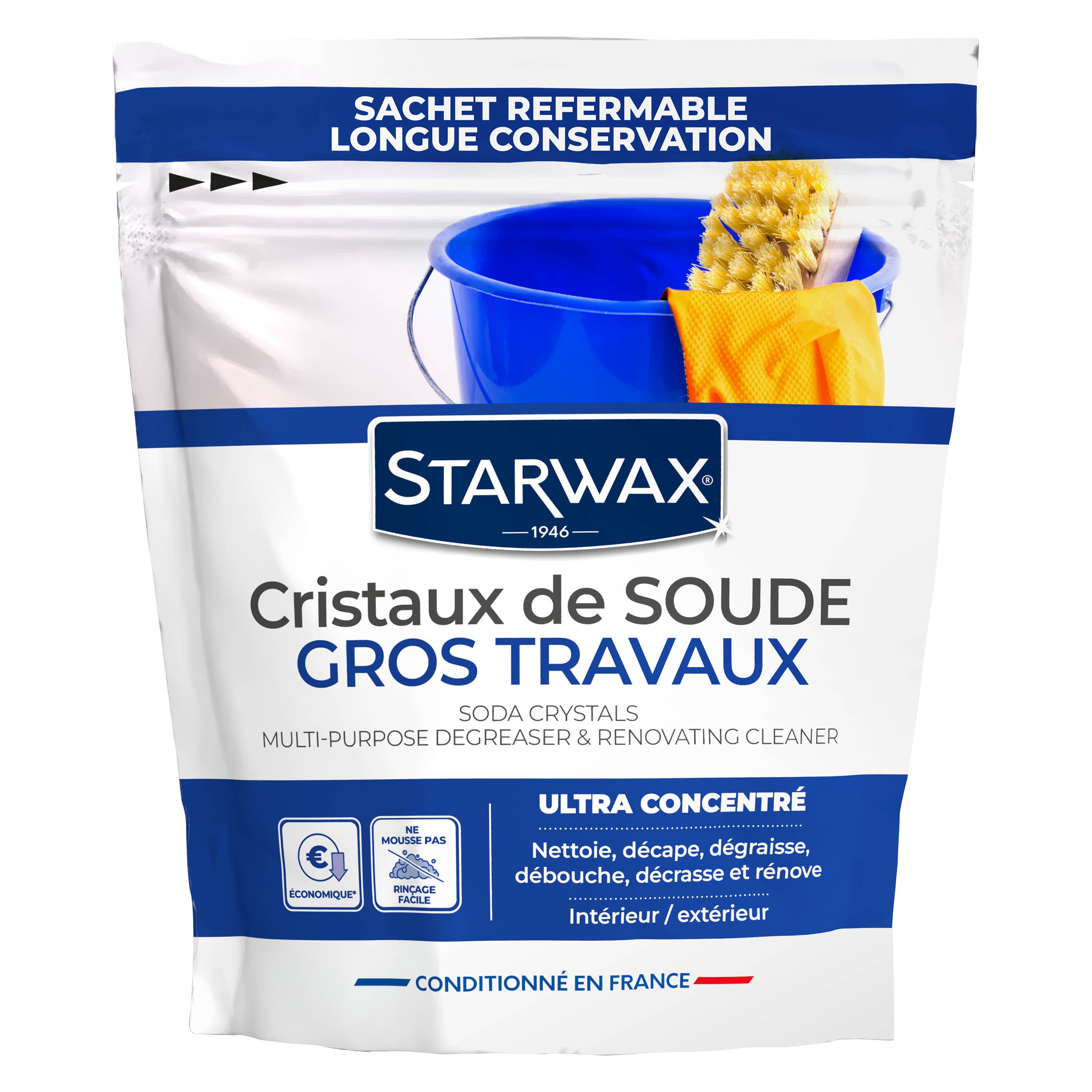 STARWAX - Cristaux de soude gros travaux 1,4kg 1,4kg