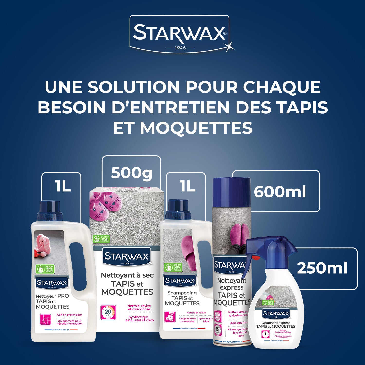 STARWAX - Nettoyant méthode "pro" pour tapis et moquettes 1L