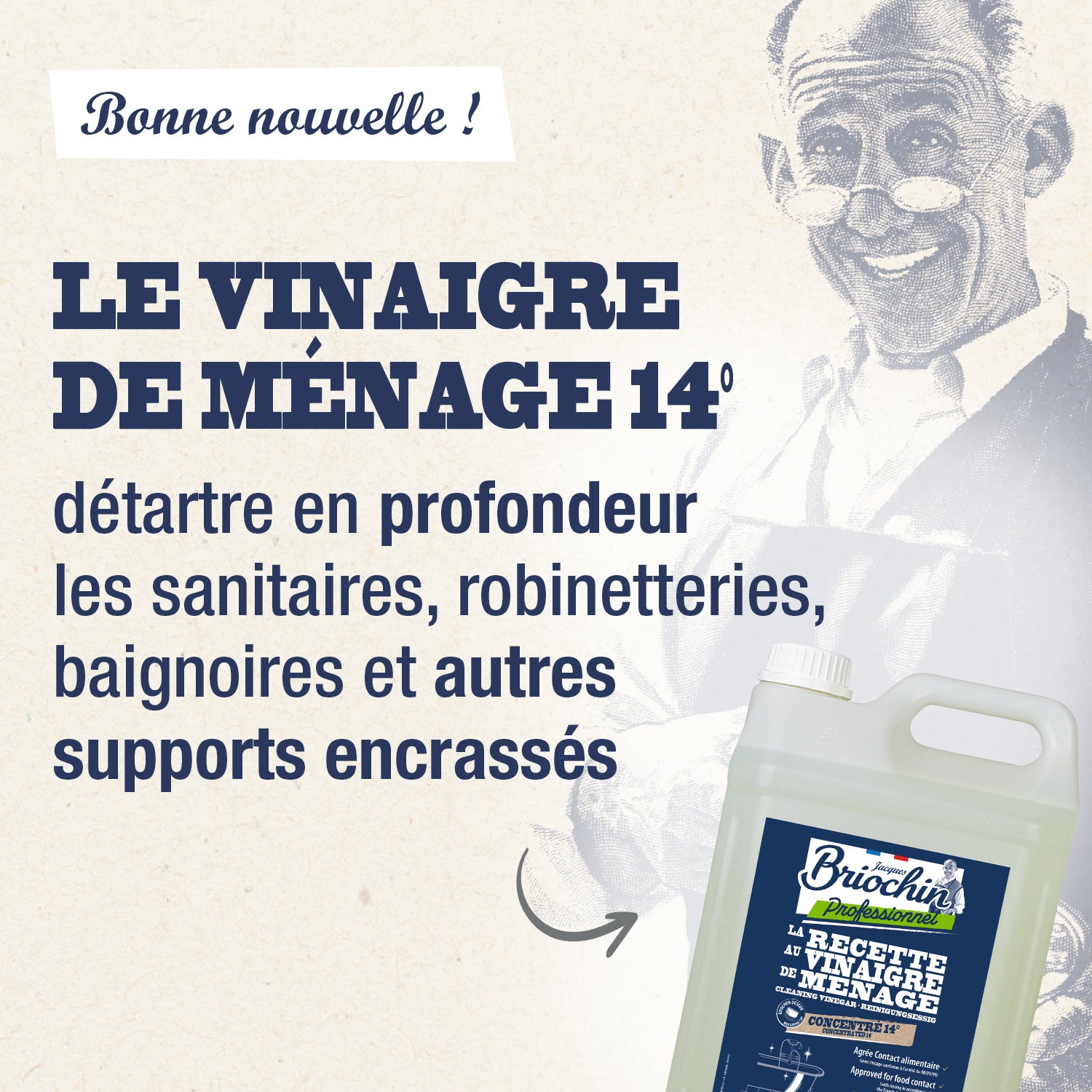 JACQUES BRIOCHIN PRO - Le vinaigre blanc de ménage Ecocert 5L Sans parfum