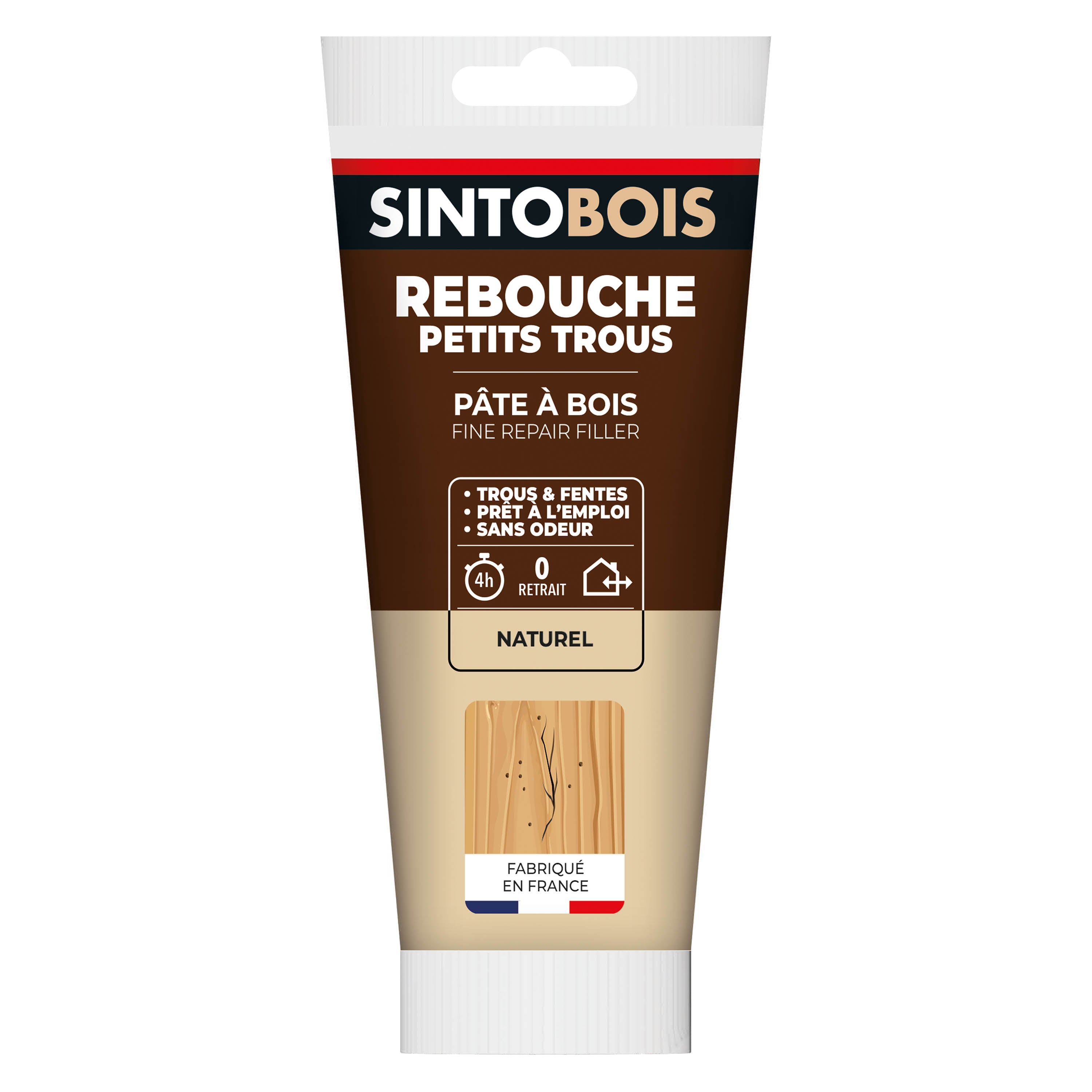SINTO - Rebouche imperfections -  Pâte à bois naturel 80g Blanc
