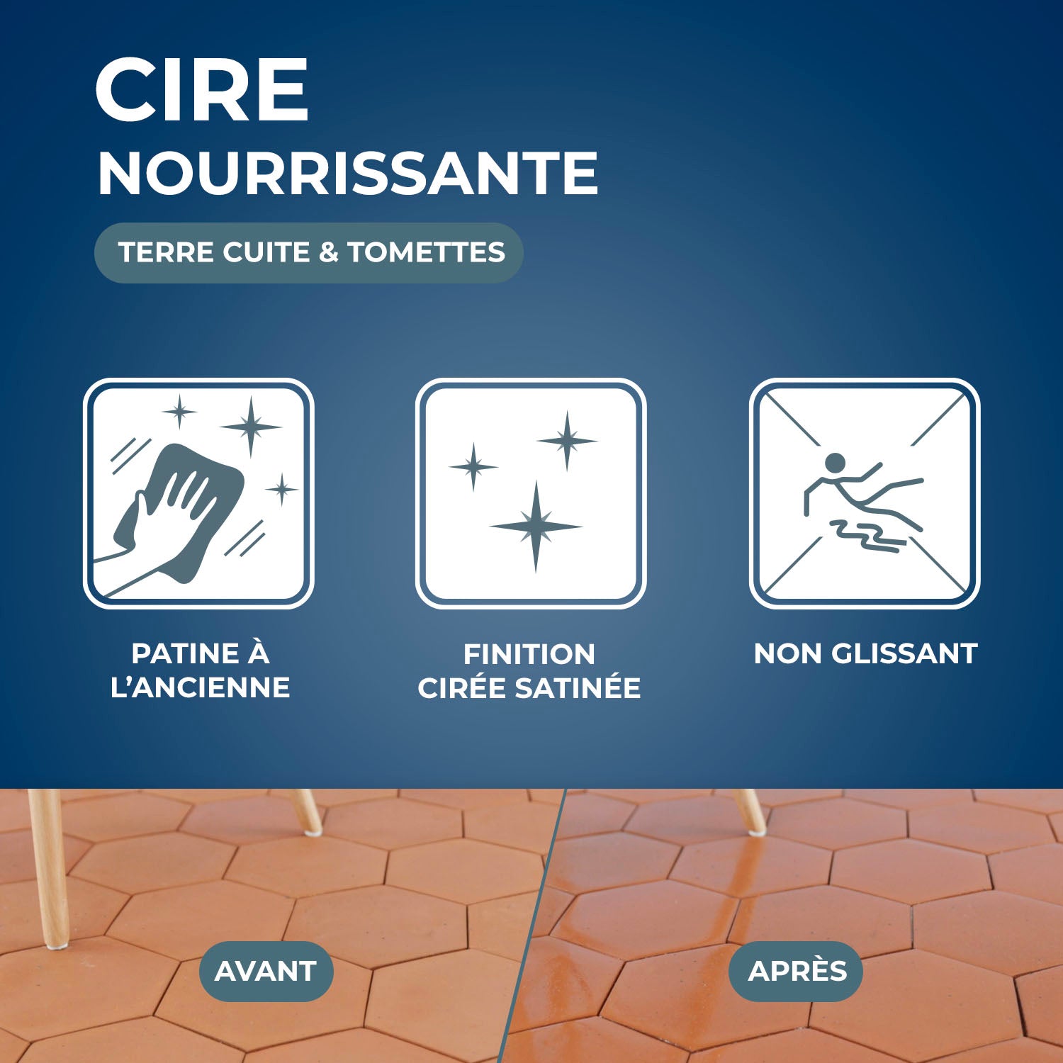 STARWAX - Cire nourrissante (patine à l'ancienne) pour tomettes et terres cuites
 1L Incolore