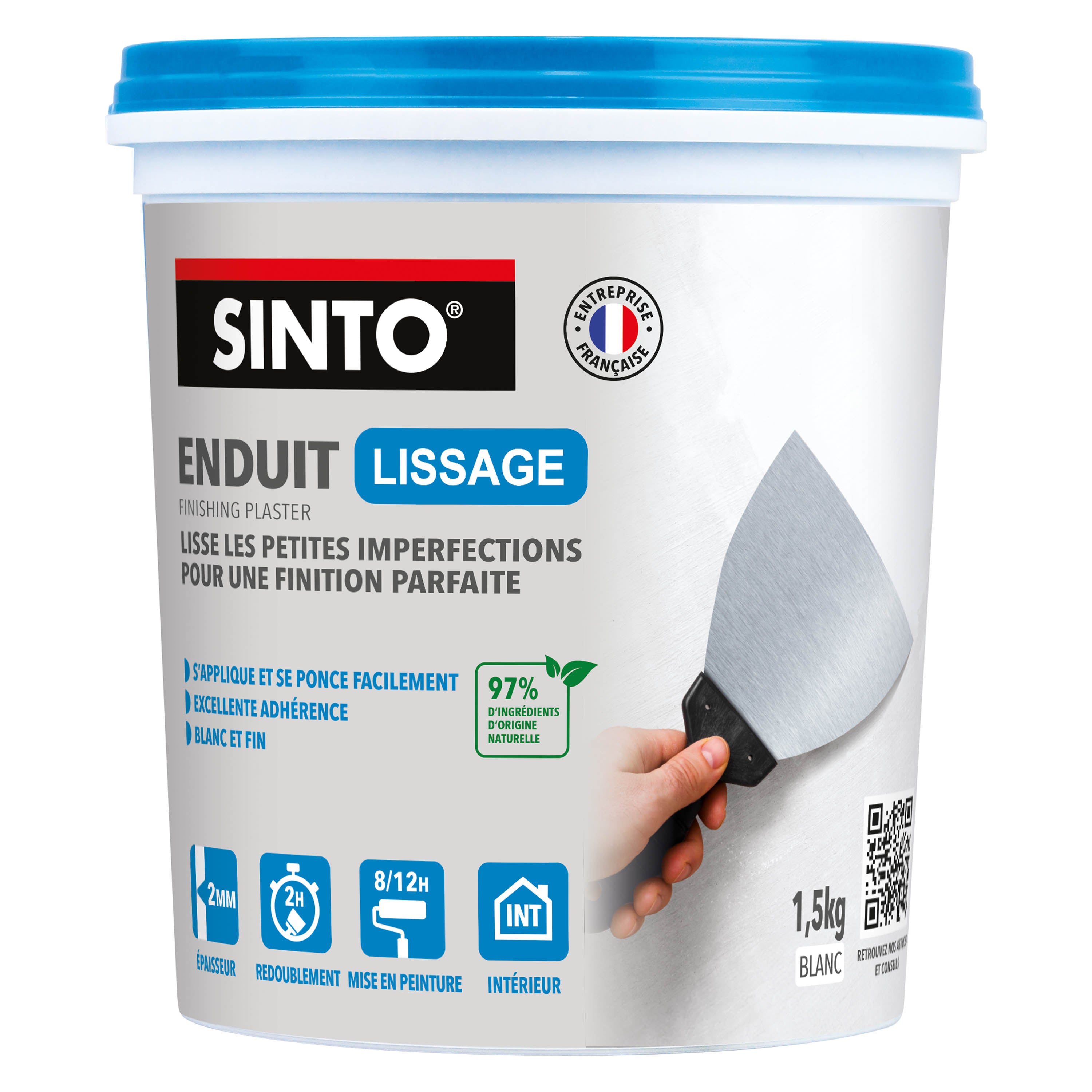 SINTO - Enduit lissage pâte 1,5kg Blanc