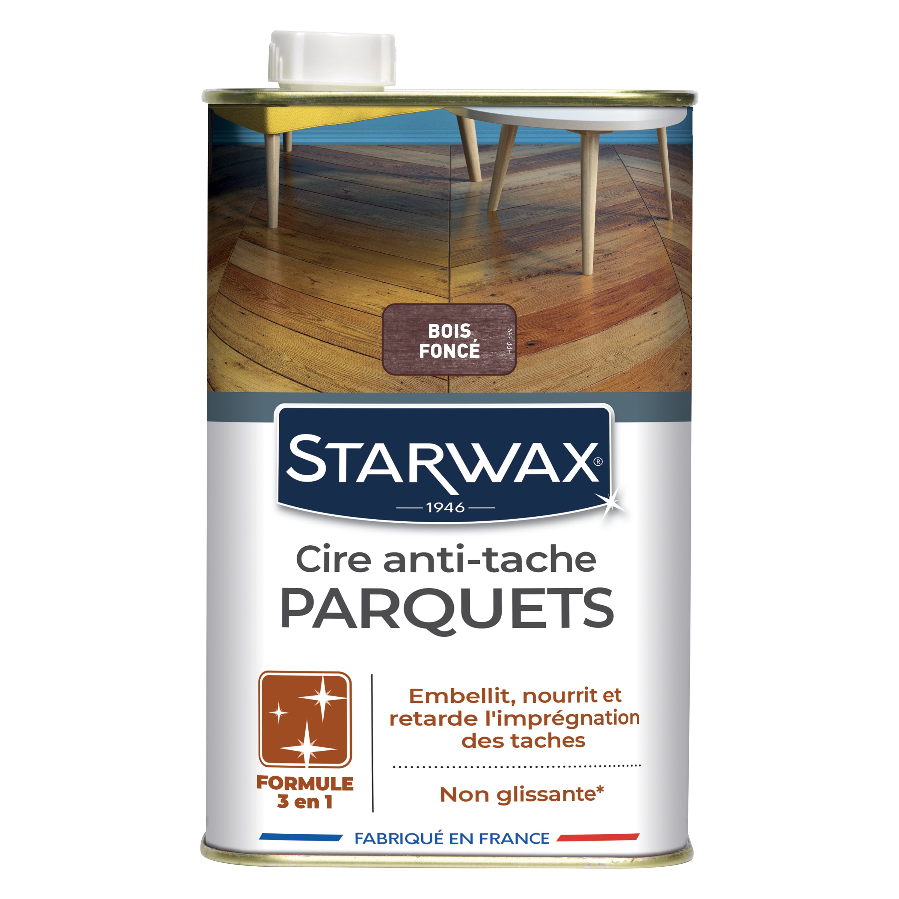 STARWAX - Cire Starlon anti-tache pour parquets cirés 1L Bois clair