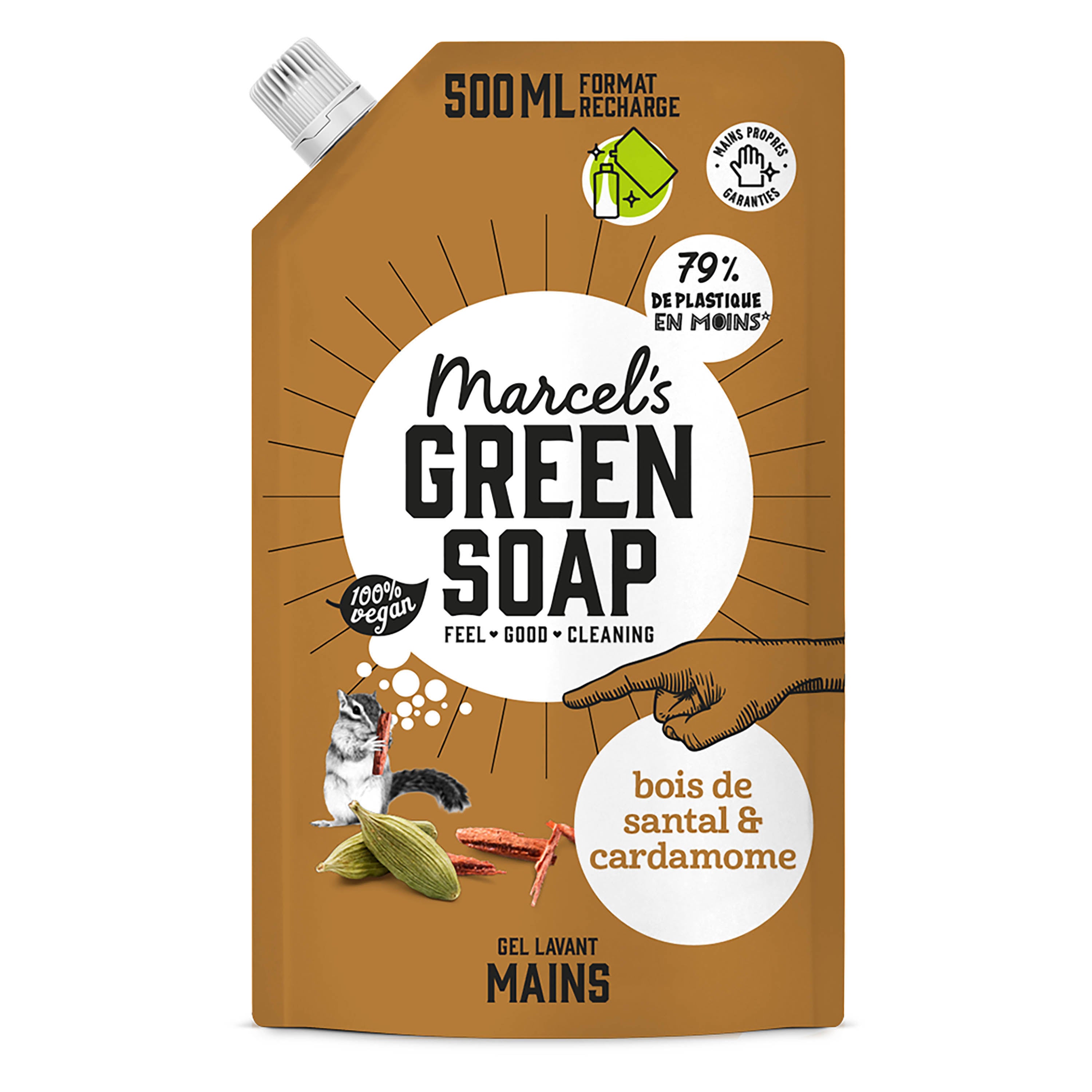 MARCEL'S GREEN SOAP - Recharge Gel Lavant Mains Santal & Cardamome 500ml Santal & Cardamome