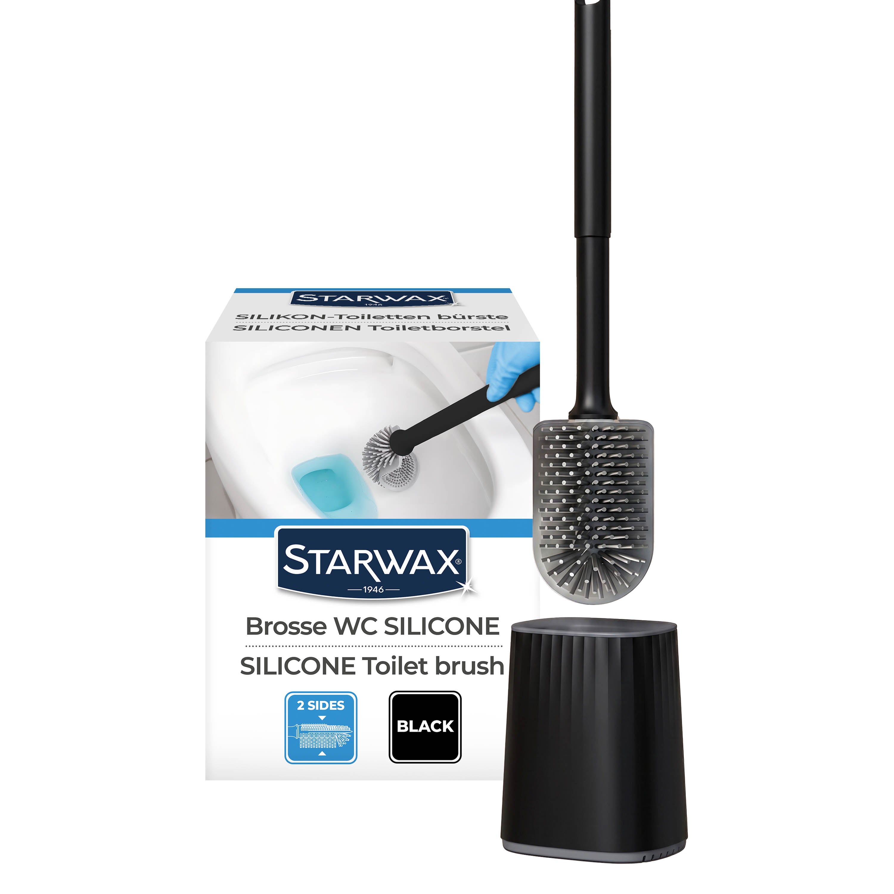 STARWAX - Balayette WC silicone avec support mural X1 Blanche