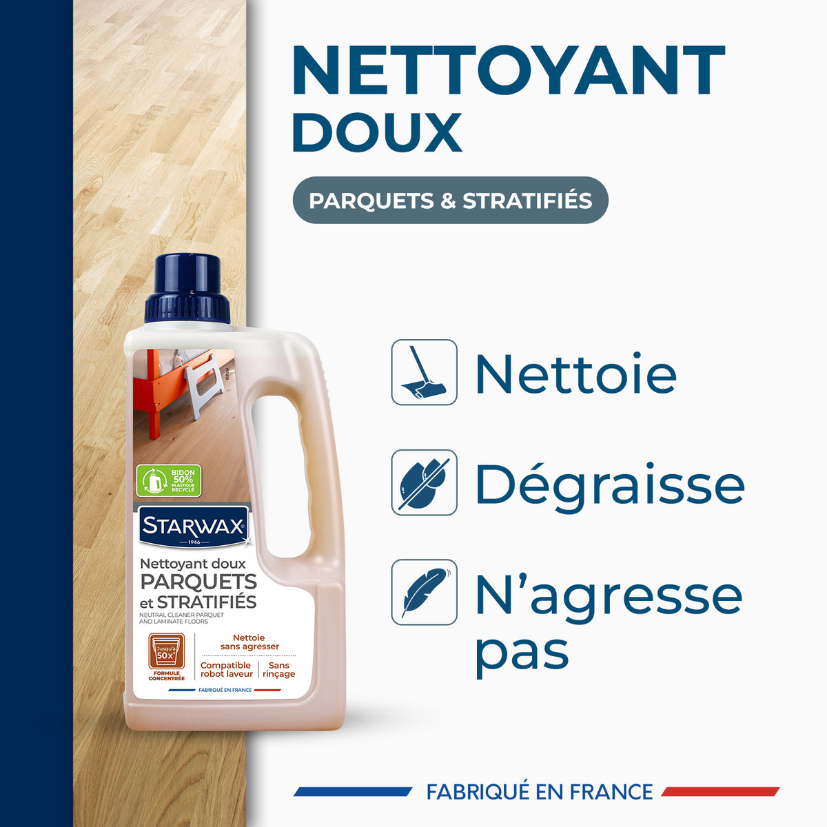 STARWAX - Nettoyant doux pour parquets et sols stratifiés
 1L
