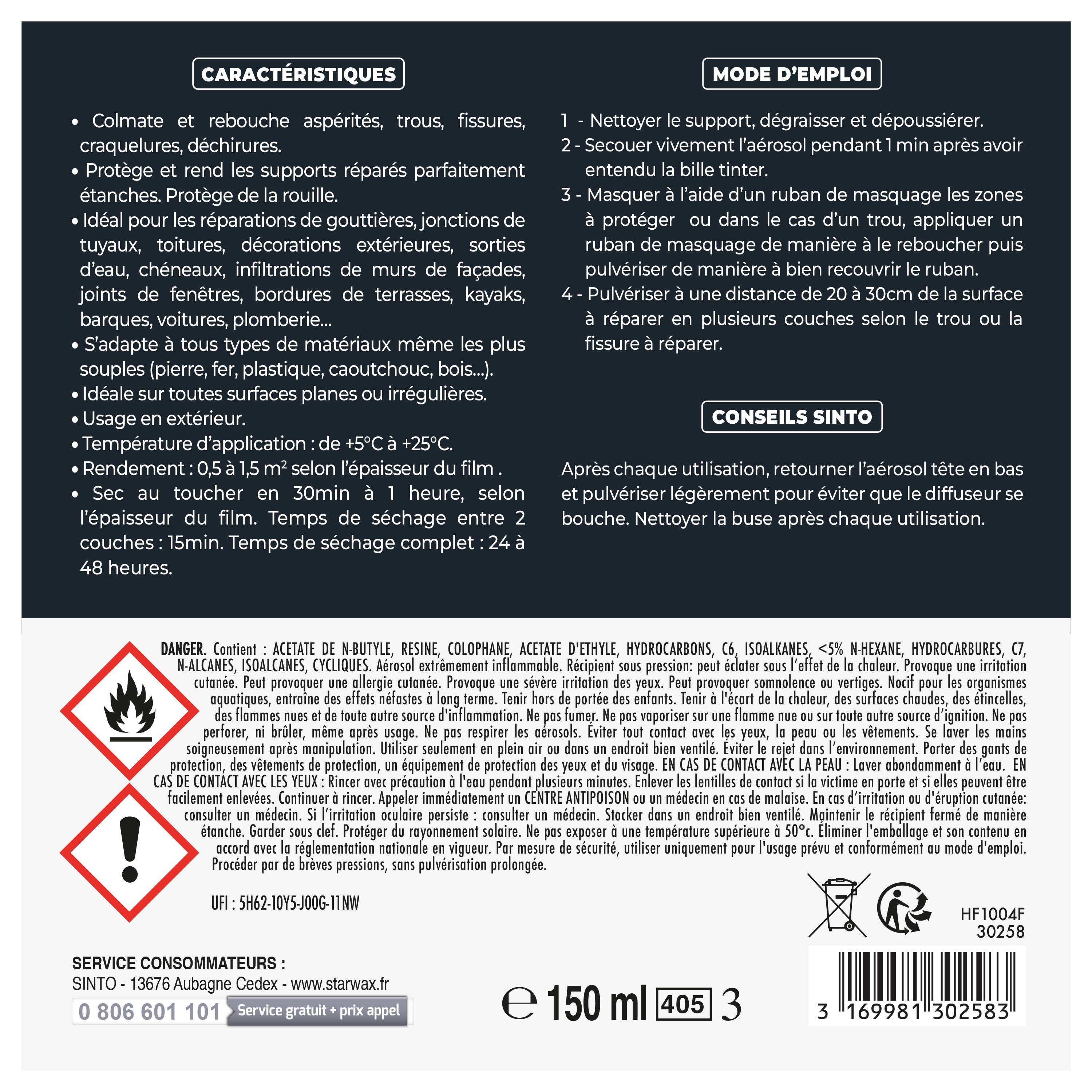 SINTO - Fuites et infiltrations 300ml Noir