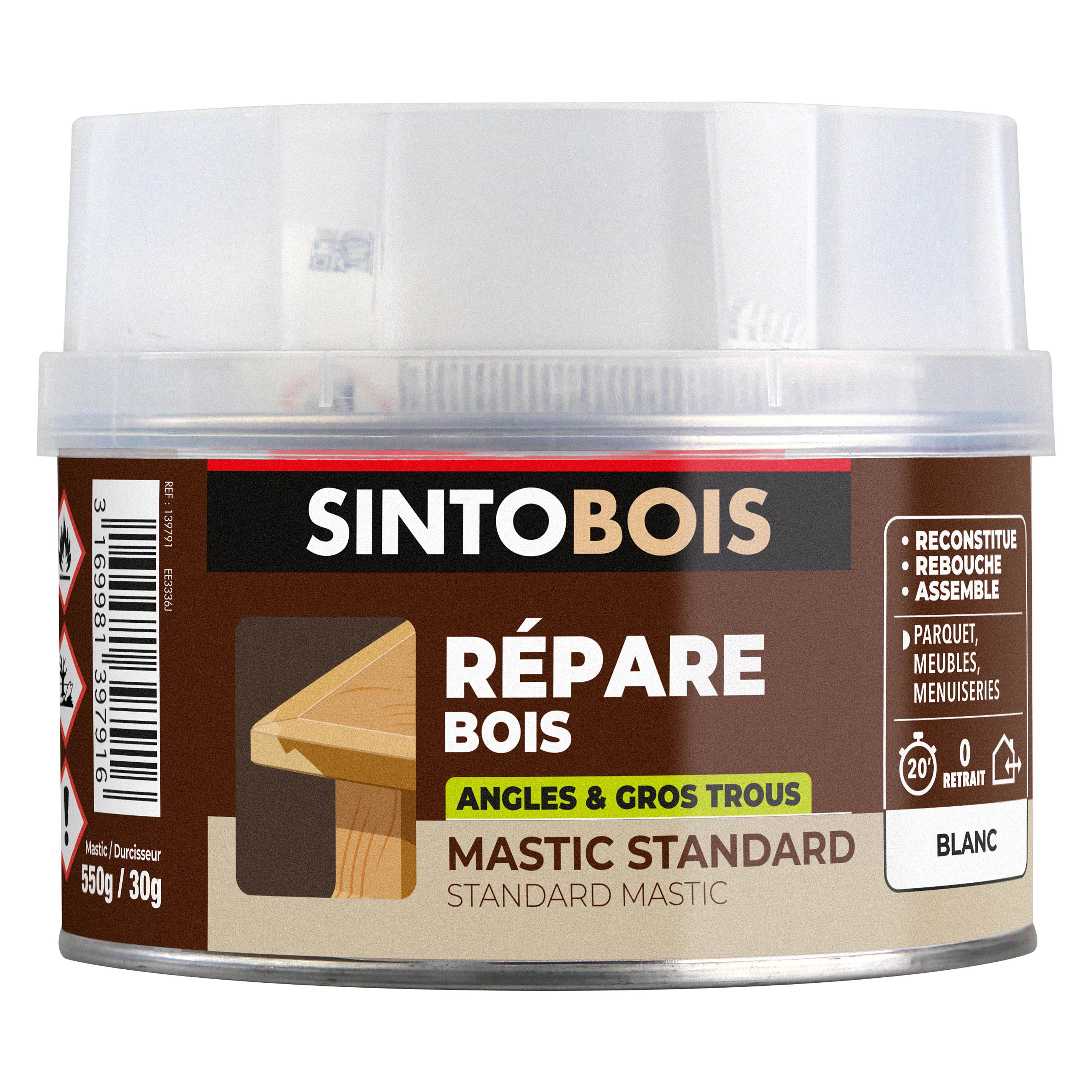 SINTO - Reconstitue angles et gros trous 500ml Chêne