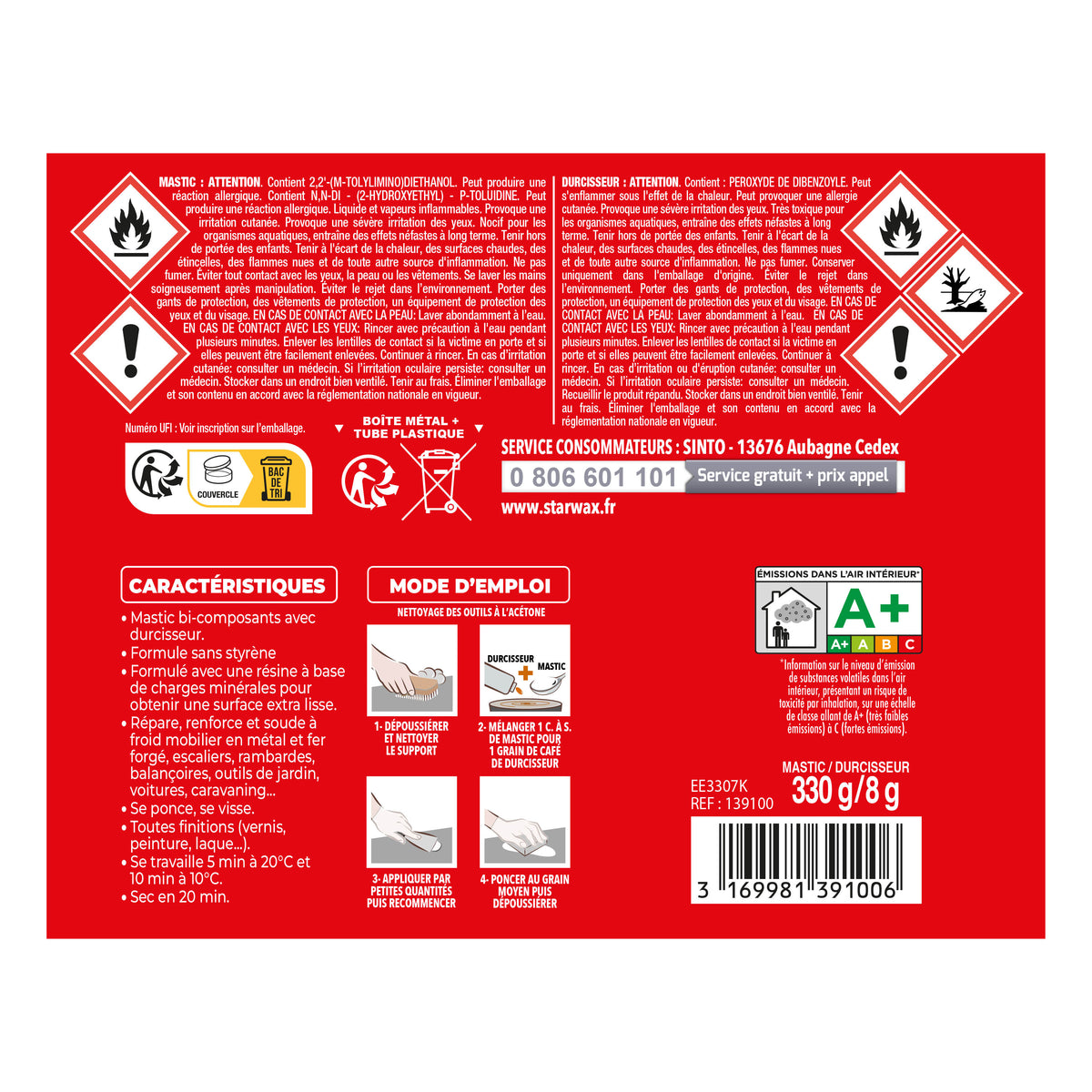 SINTO - Répare métal standard 120g Blanc