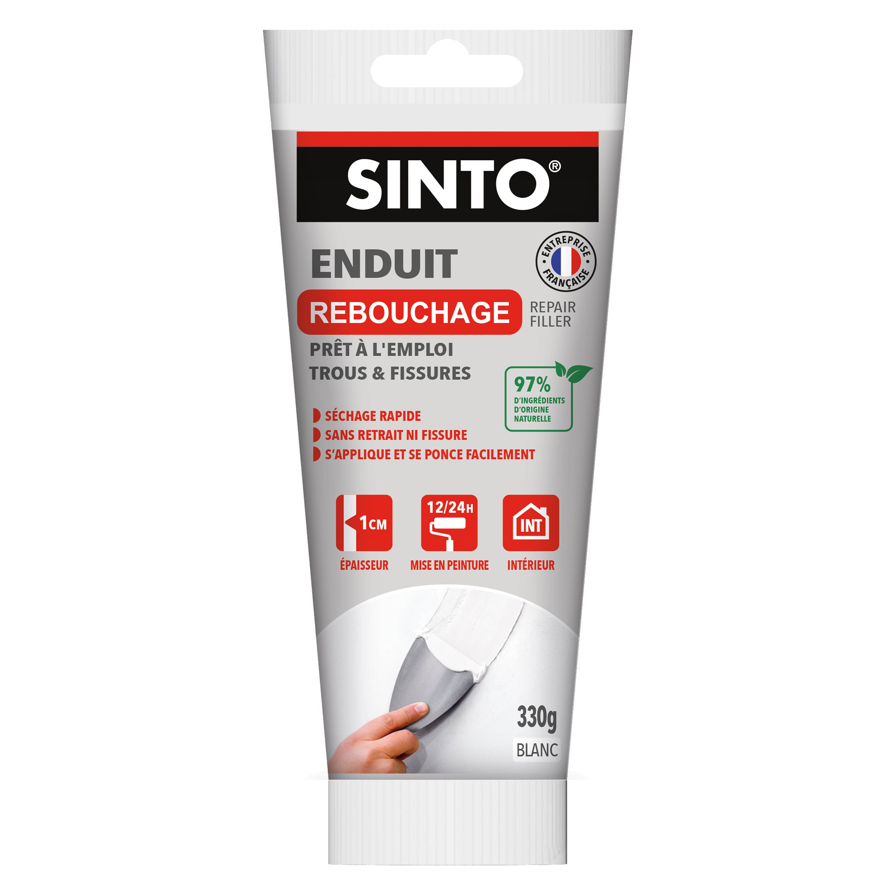 SINTO - Enduit rebouchage pâte 1kg Blanc